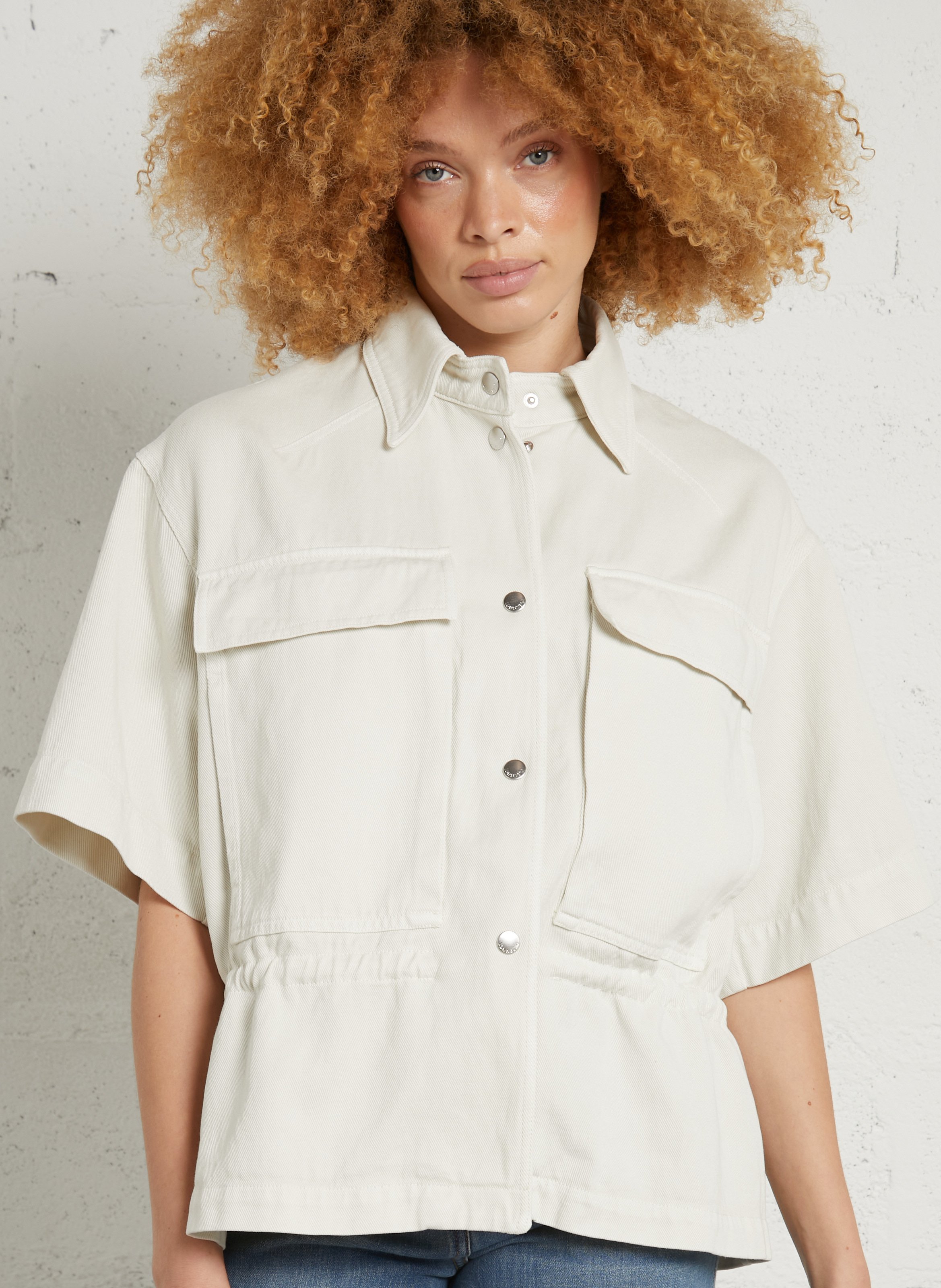 Jacke aus Leinen-Mix mit klassischem Kragen MARGAUX LONNBERG Weiss