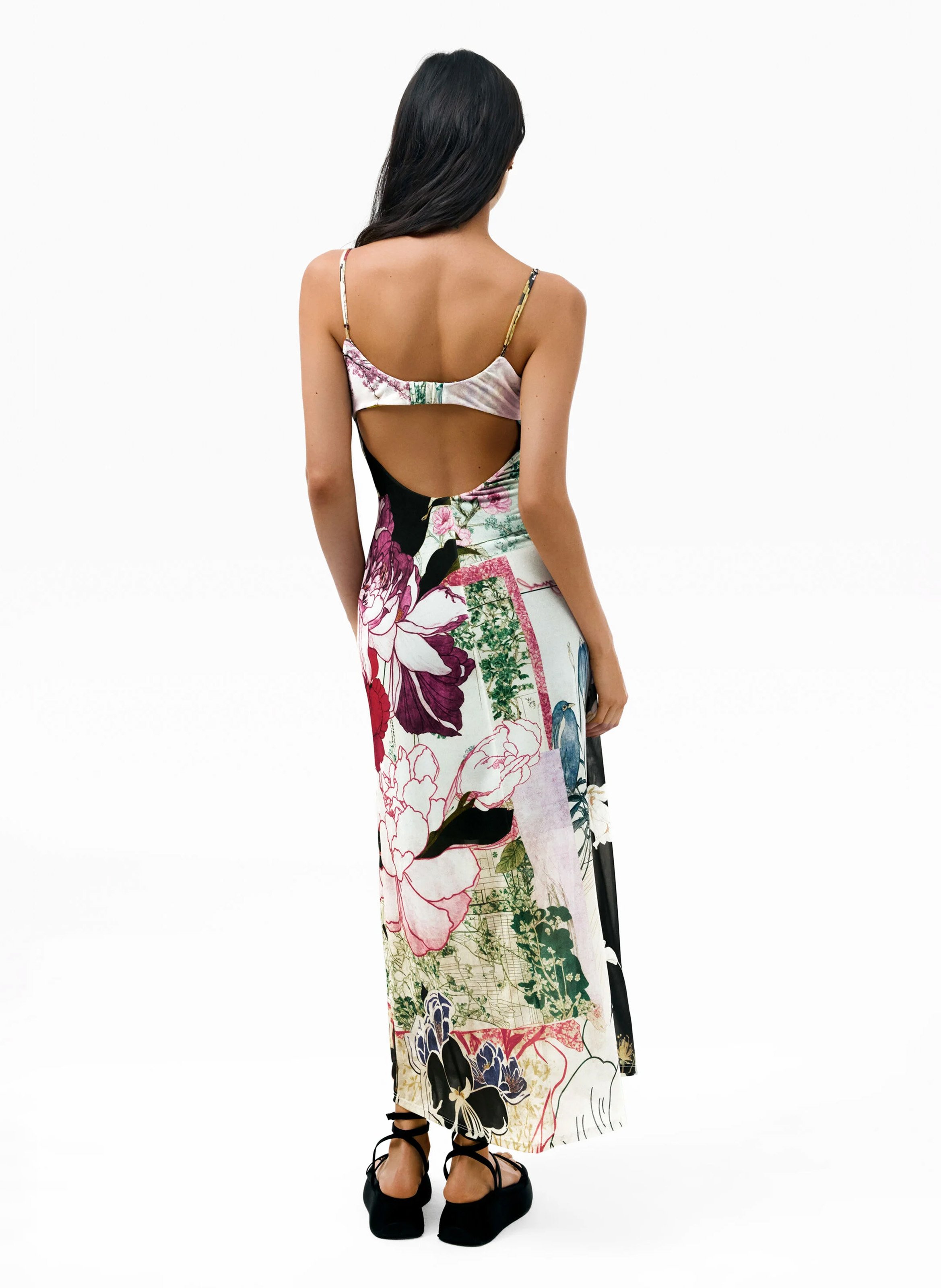 Robe longue col rond immprimée DESIGUAL Noir