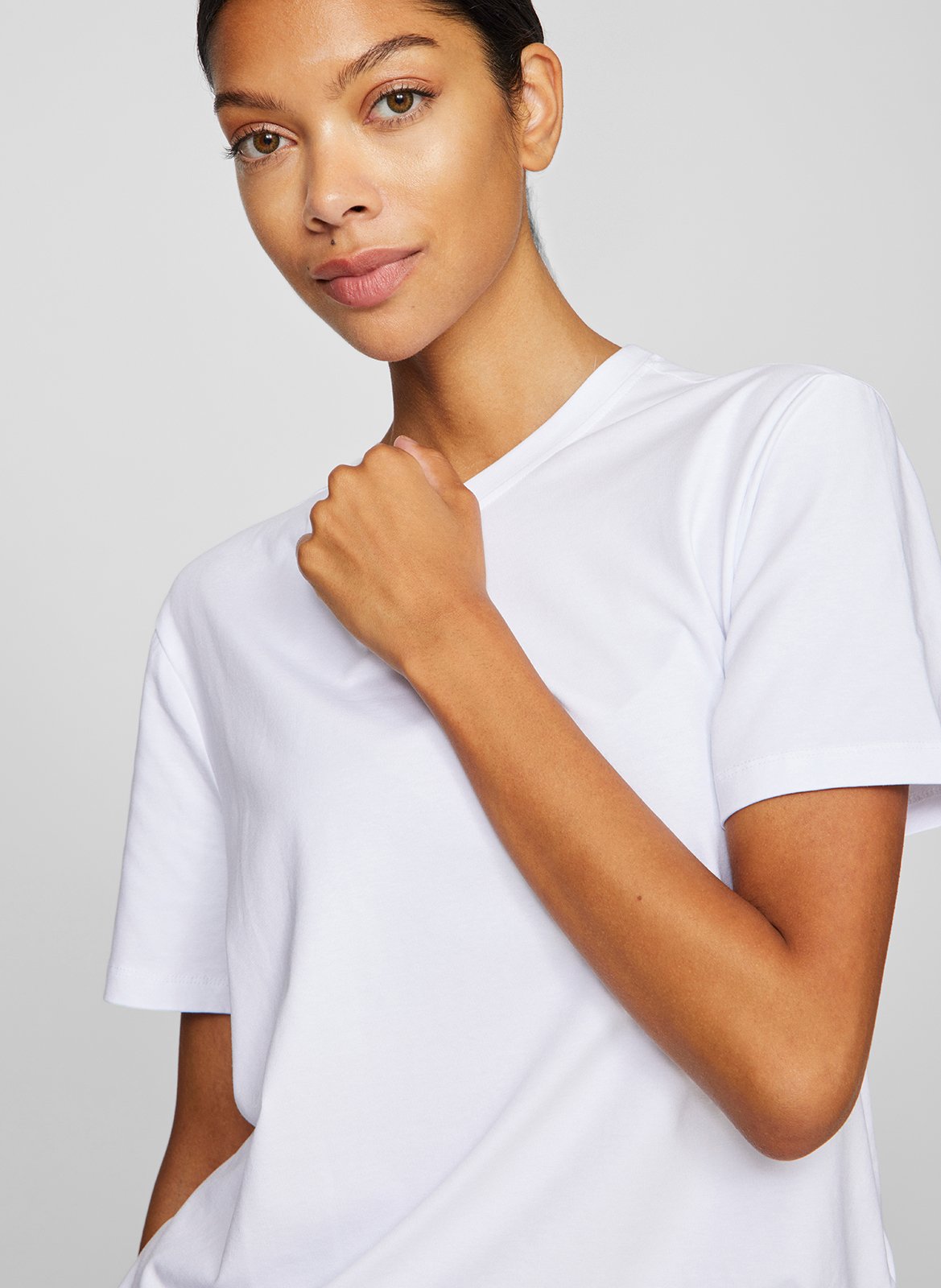 Round-neck organic cotton-blend T-shirt VILA White