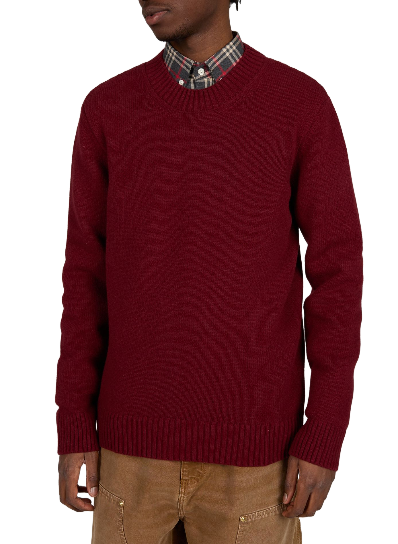 Ribbed round neck wool blend sweater efil-o | Red AU PRINTEMPS PARIS Men