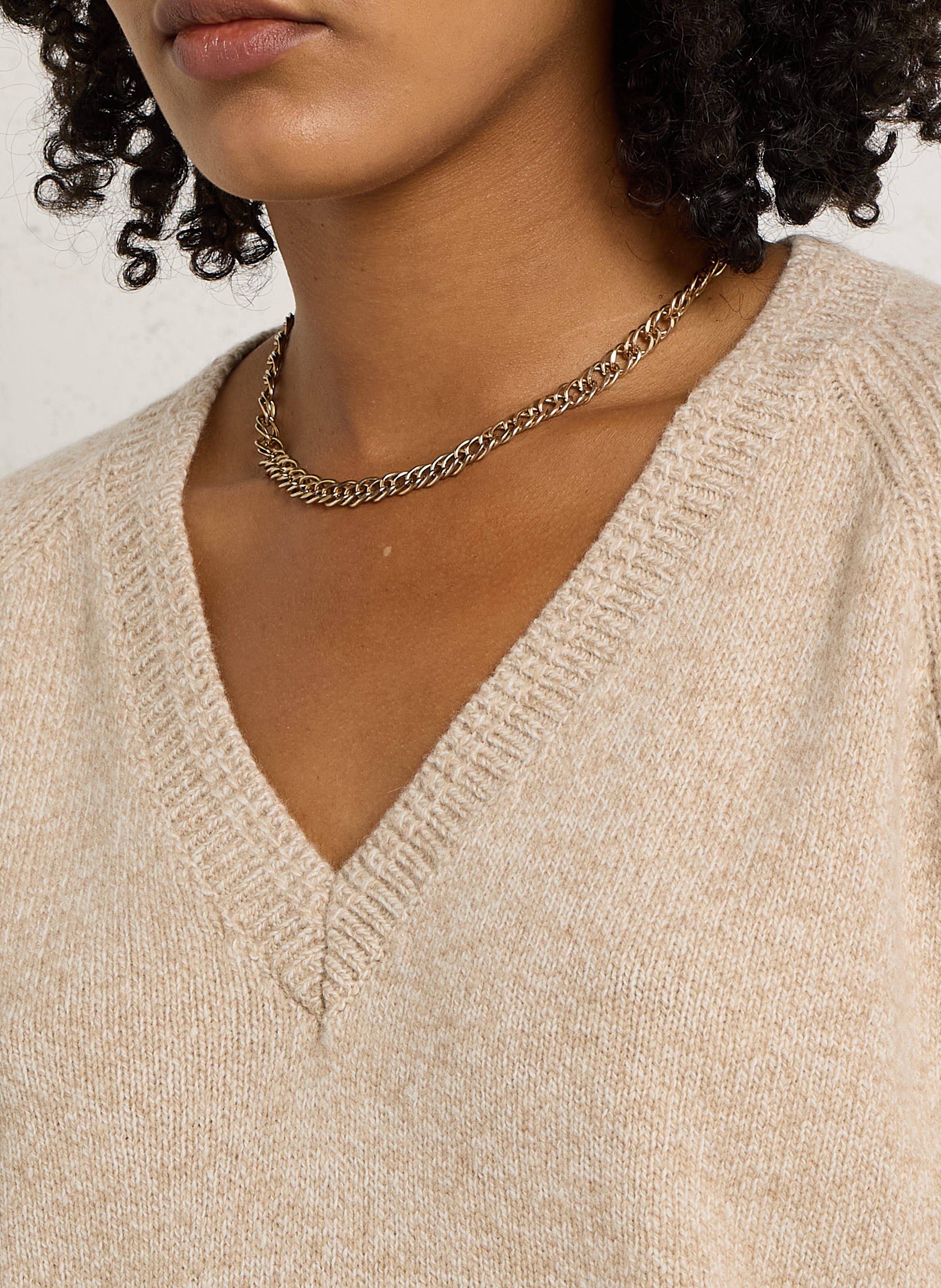 Oversized V-neck wool and cashmere sweater MAISON ANJE Beige