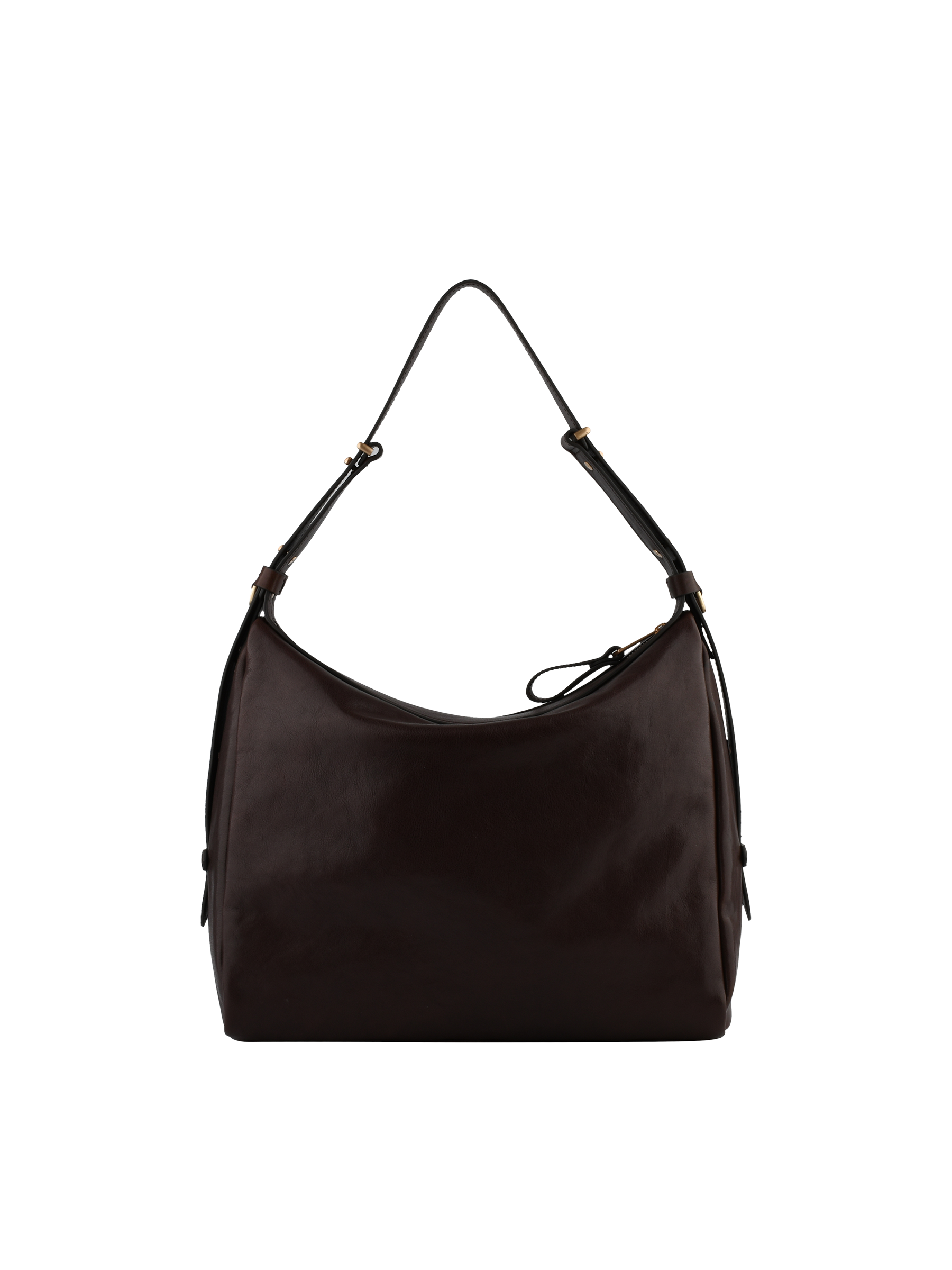 Sac porté épaule en cuir de vachette façon cuir vieilli POURCHET Marron