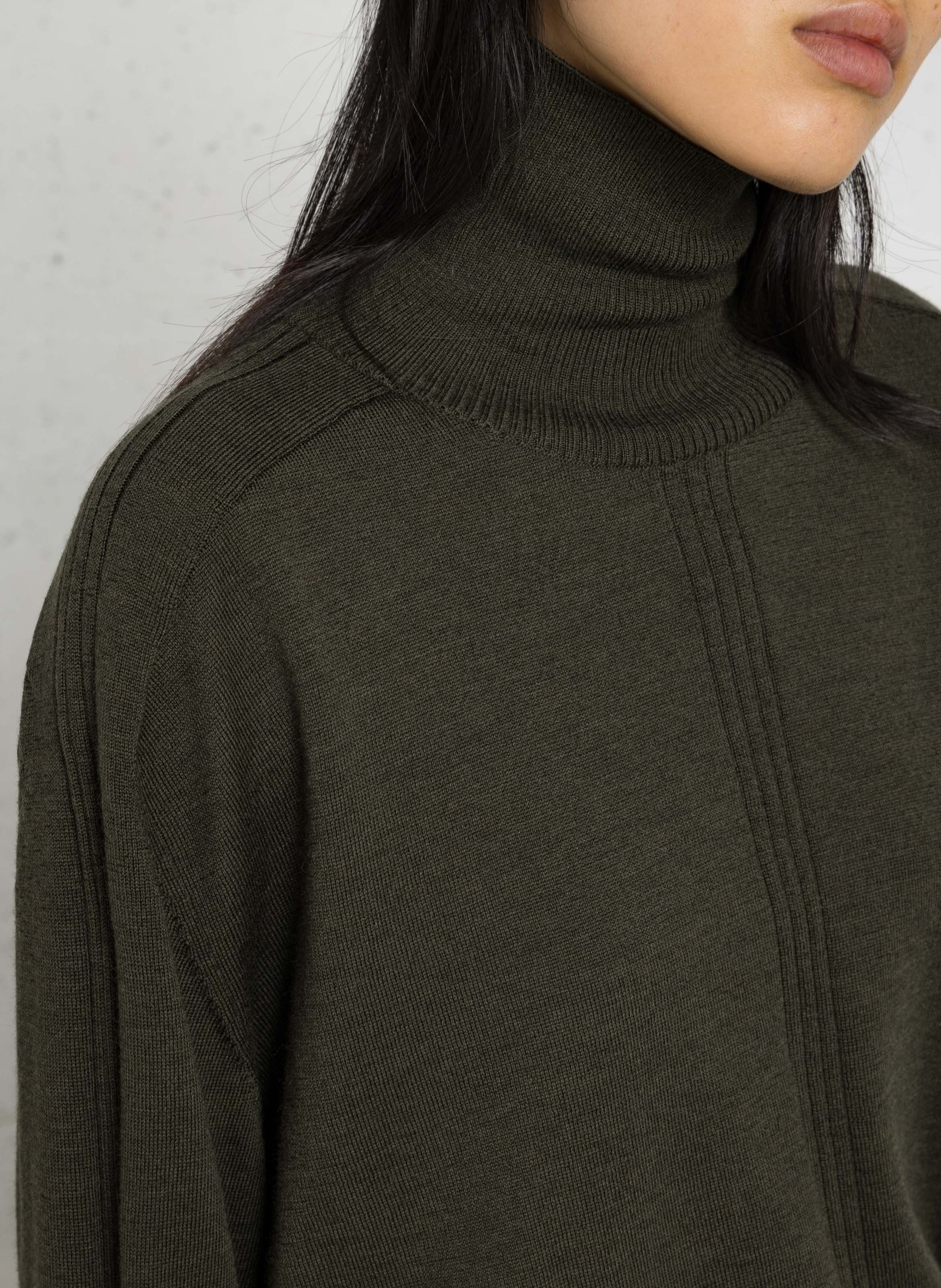 Loose-fit wool sweater with high neck SOEUR Khaki