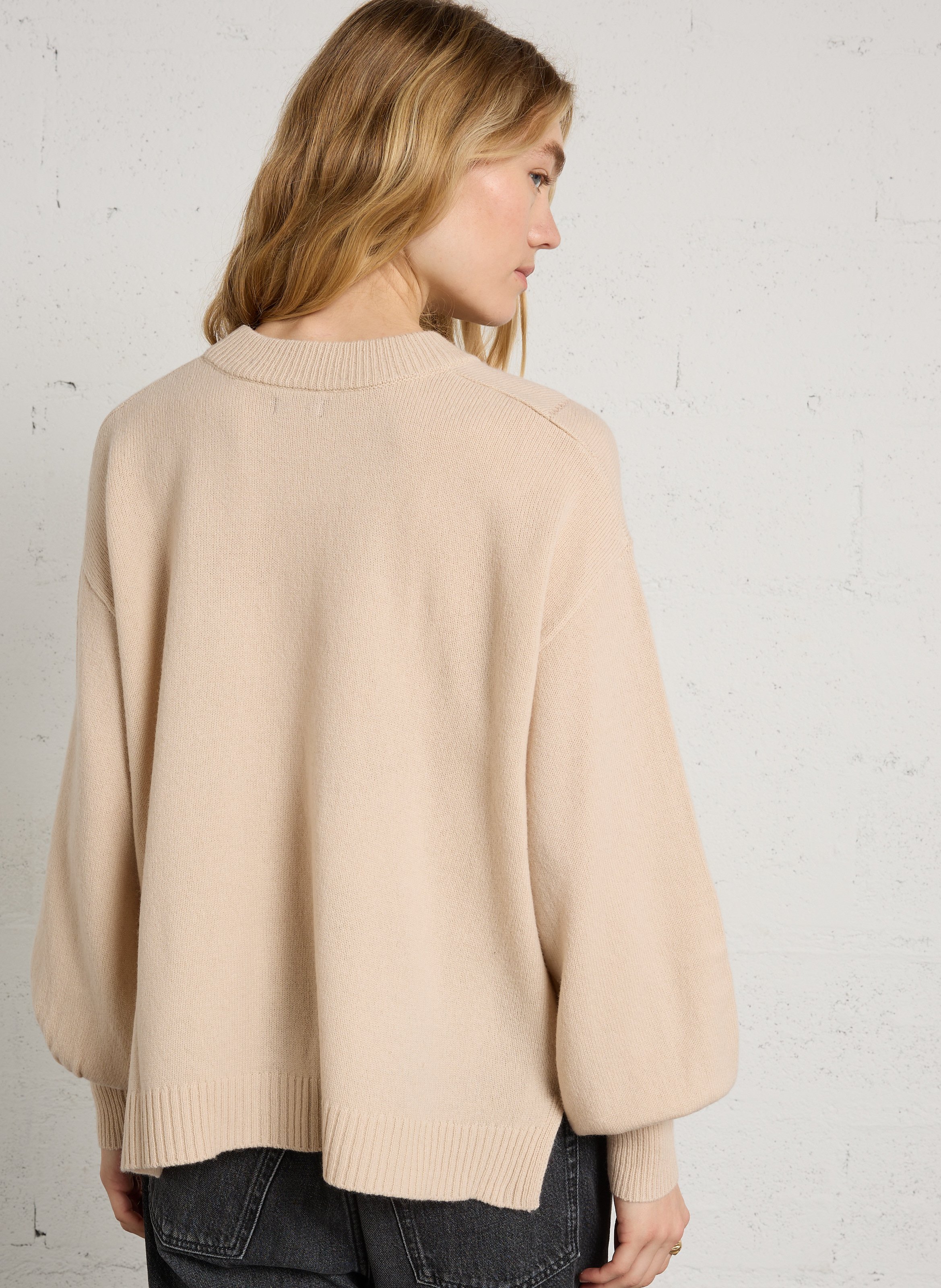 Wijde wollen trui met ronde hals BENSIMON Beige