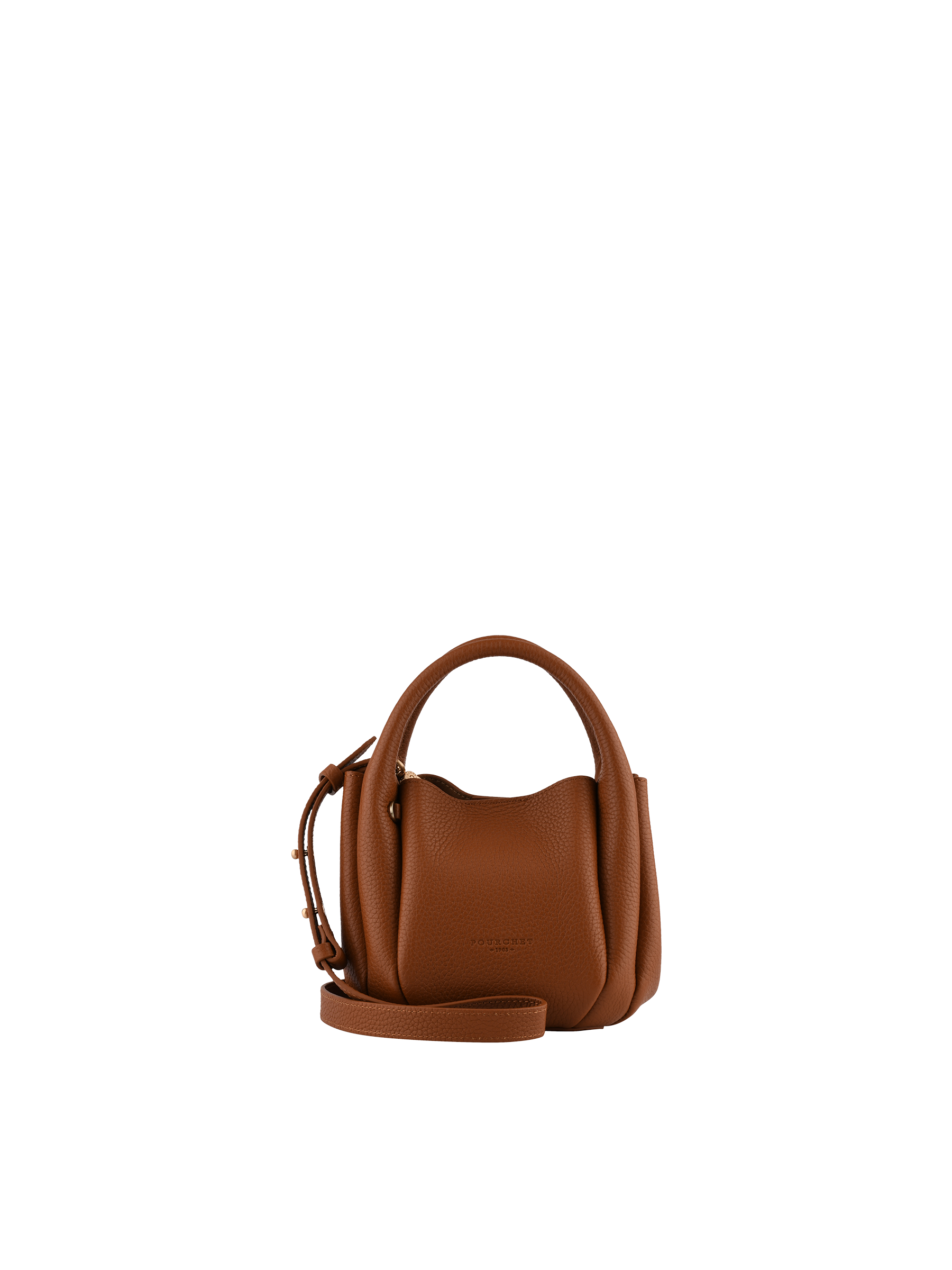 Calfskin leather handbag POURCHET Brown