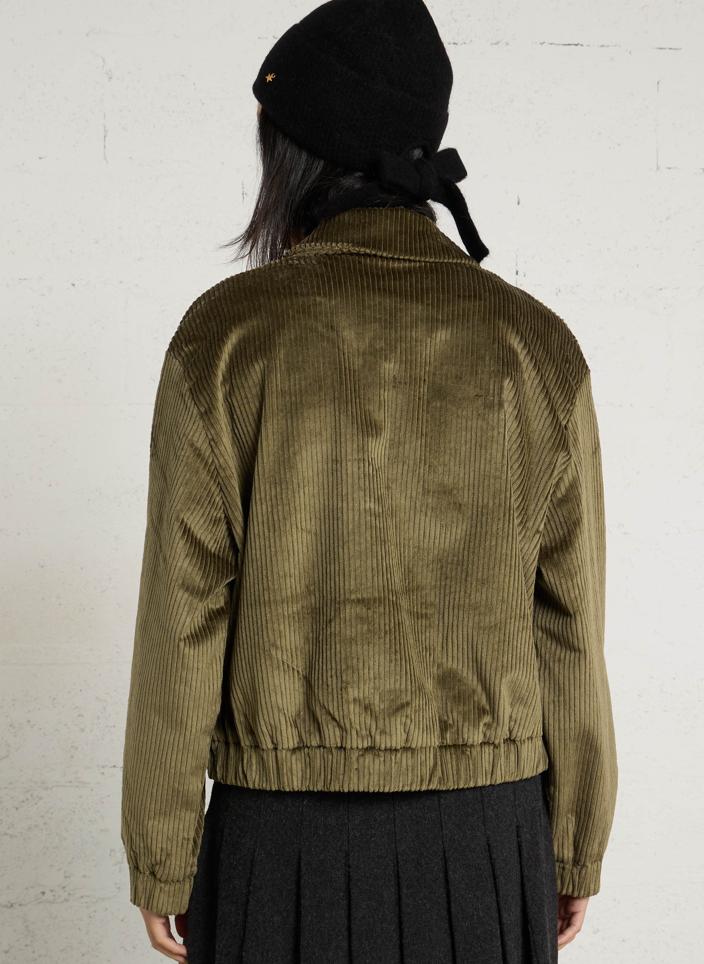 Blouson ample côtelé en coton mélangé DES PETITS HAUTS Vert