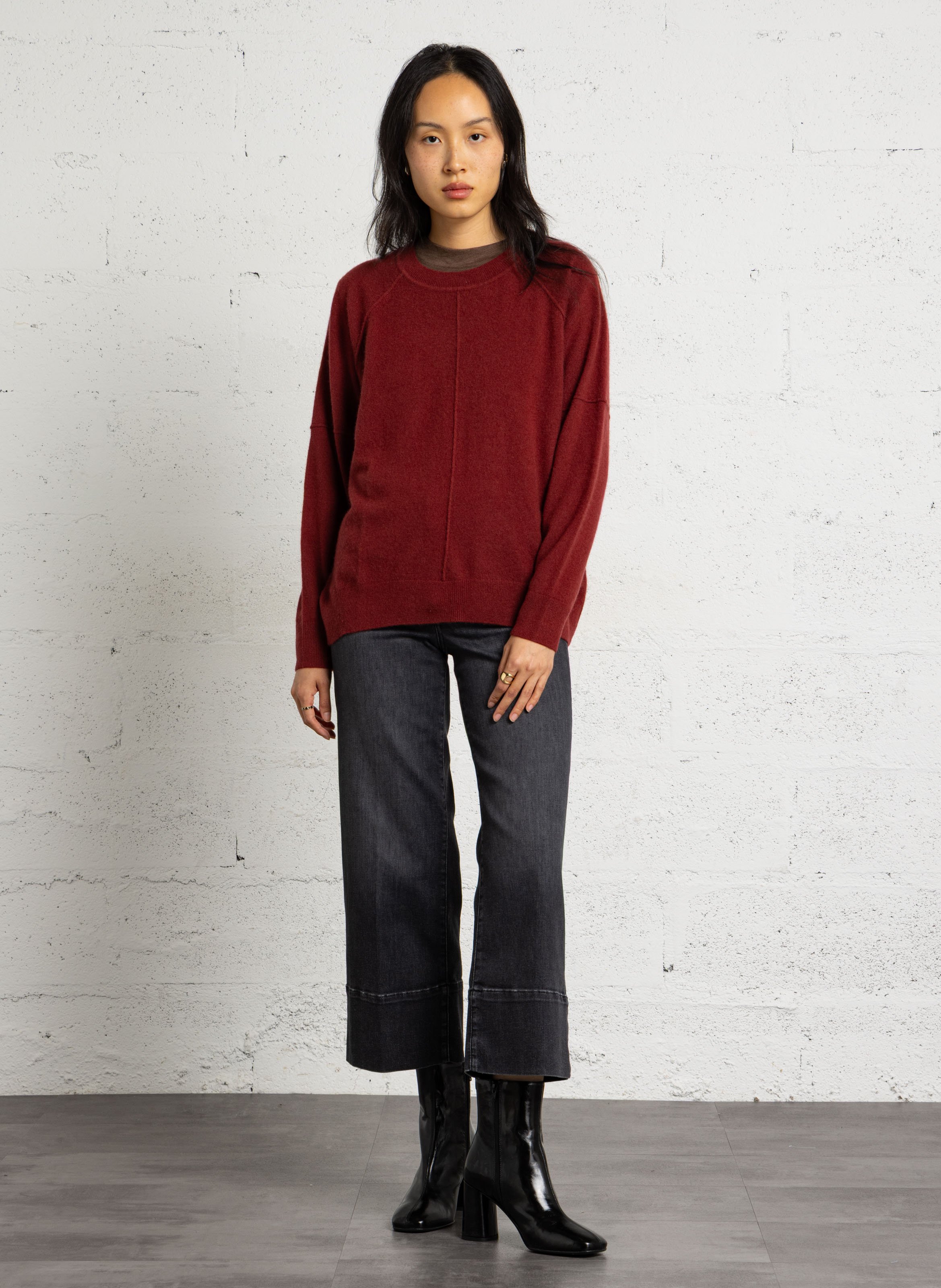 Pull droit col rond en cachemire MAISON 123 Rose