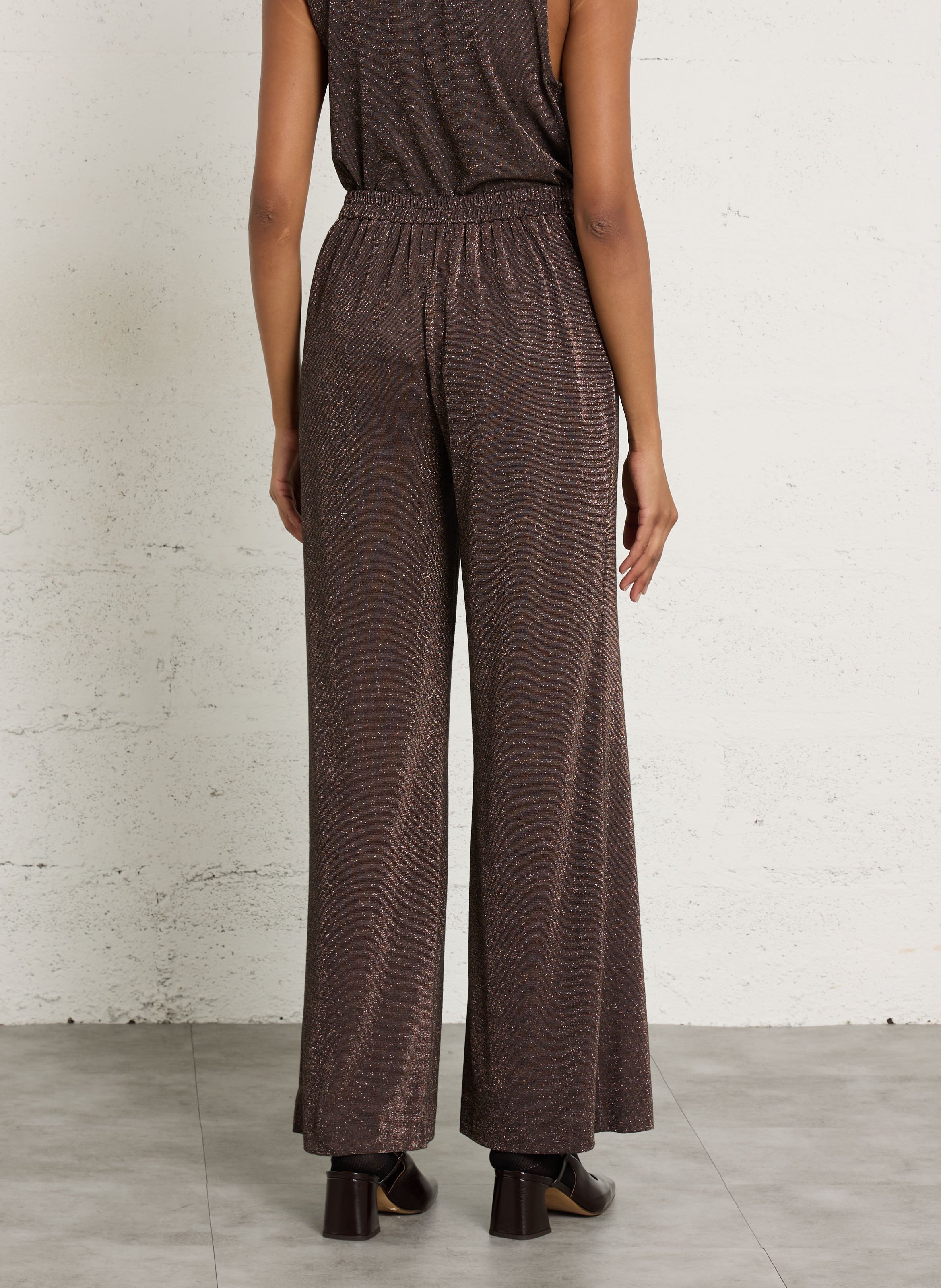 Pantalon large fluide métallisé MOMONI Prune