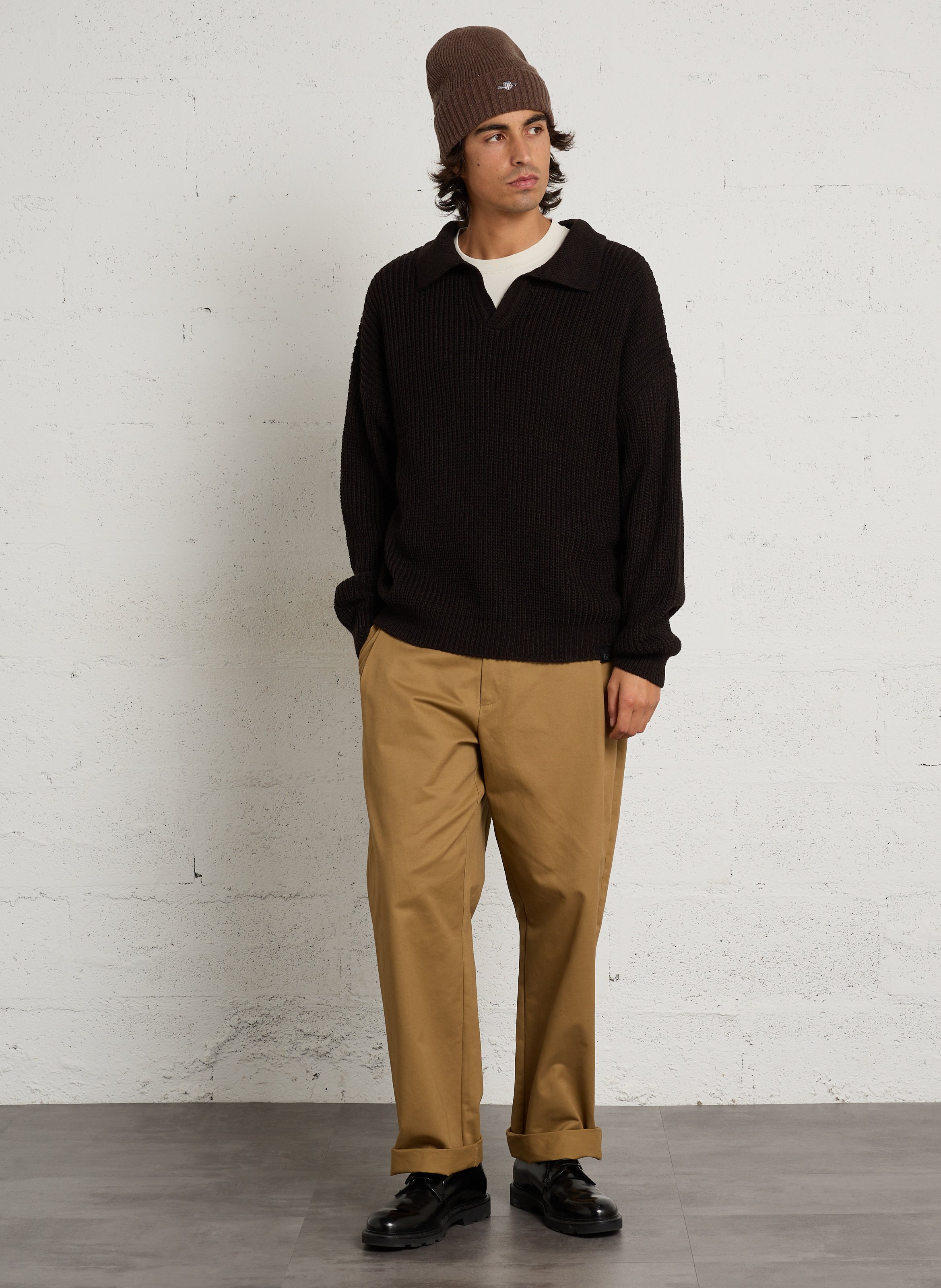 Pull oversize col V IMPERIAL Marron