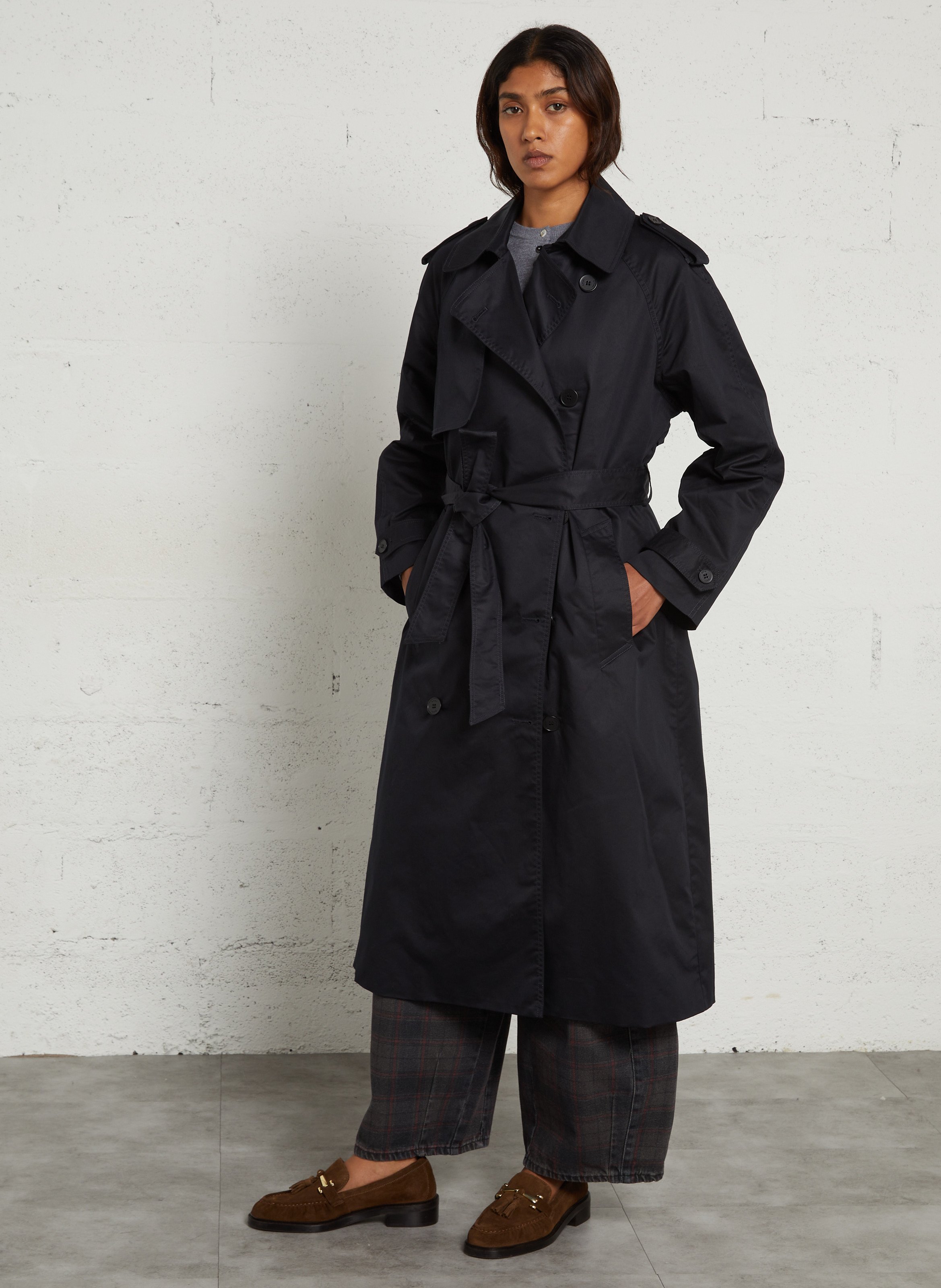 Langer Trenchcoat aus Baumwoll-Mix IKKS Blau