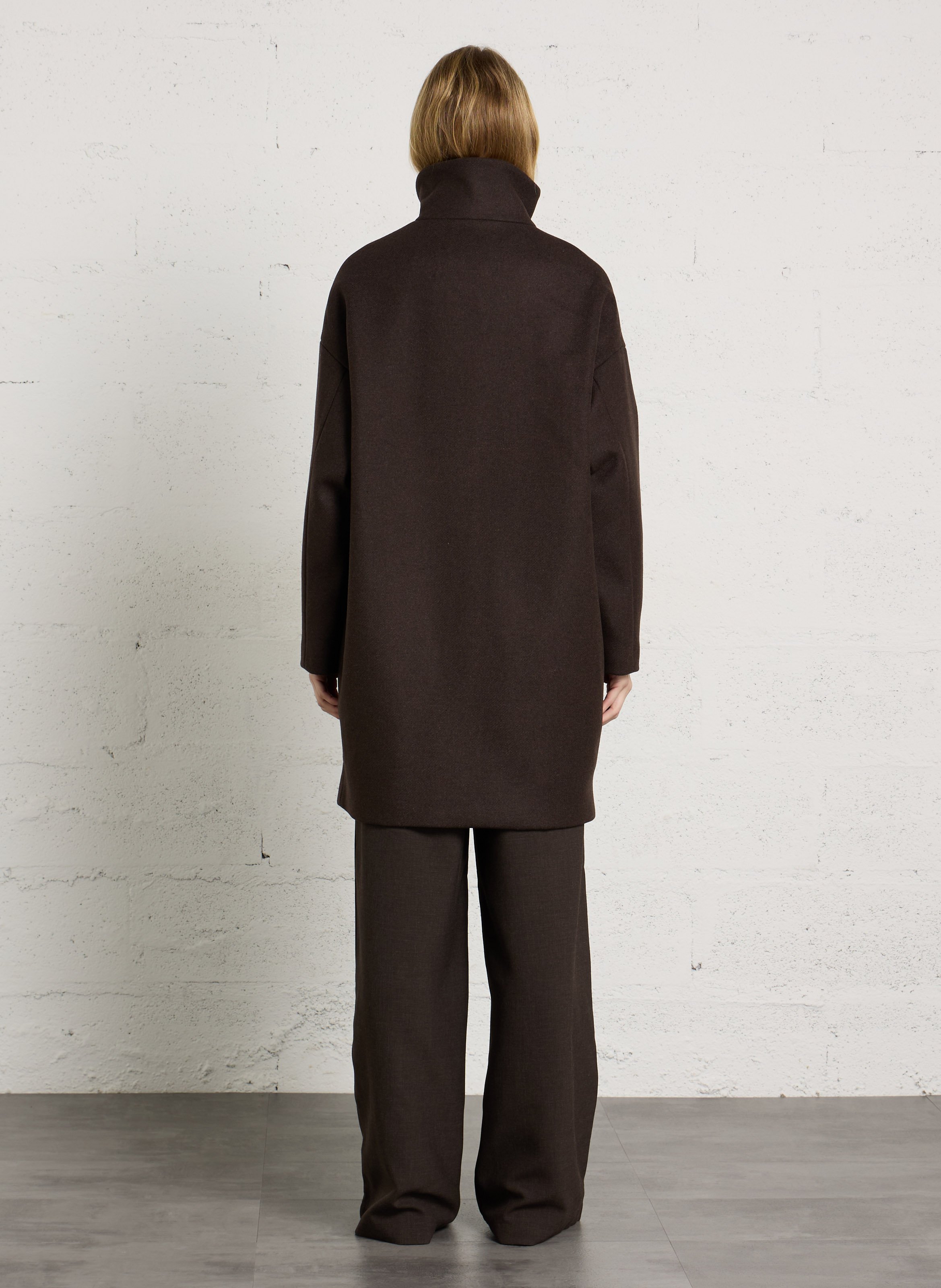 High-neck wool-blend coat SESSUN Brown