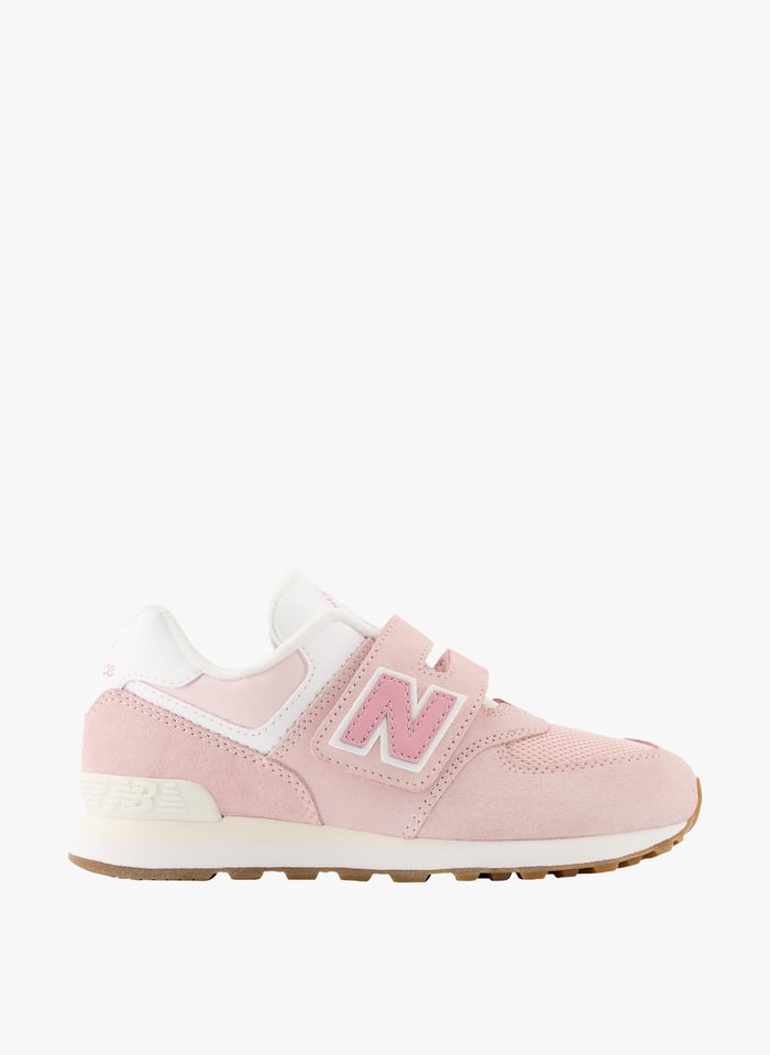 Pink Low top mixed leather Velcro sneakers