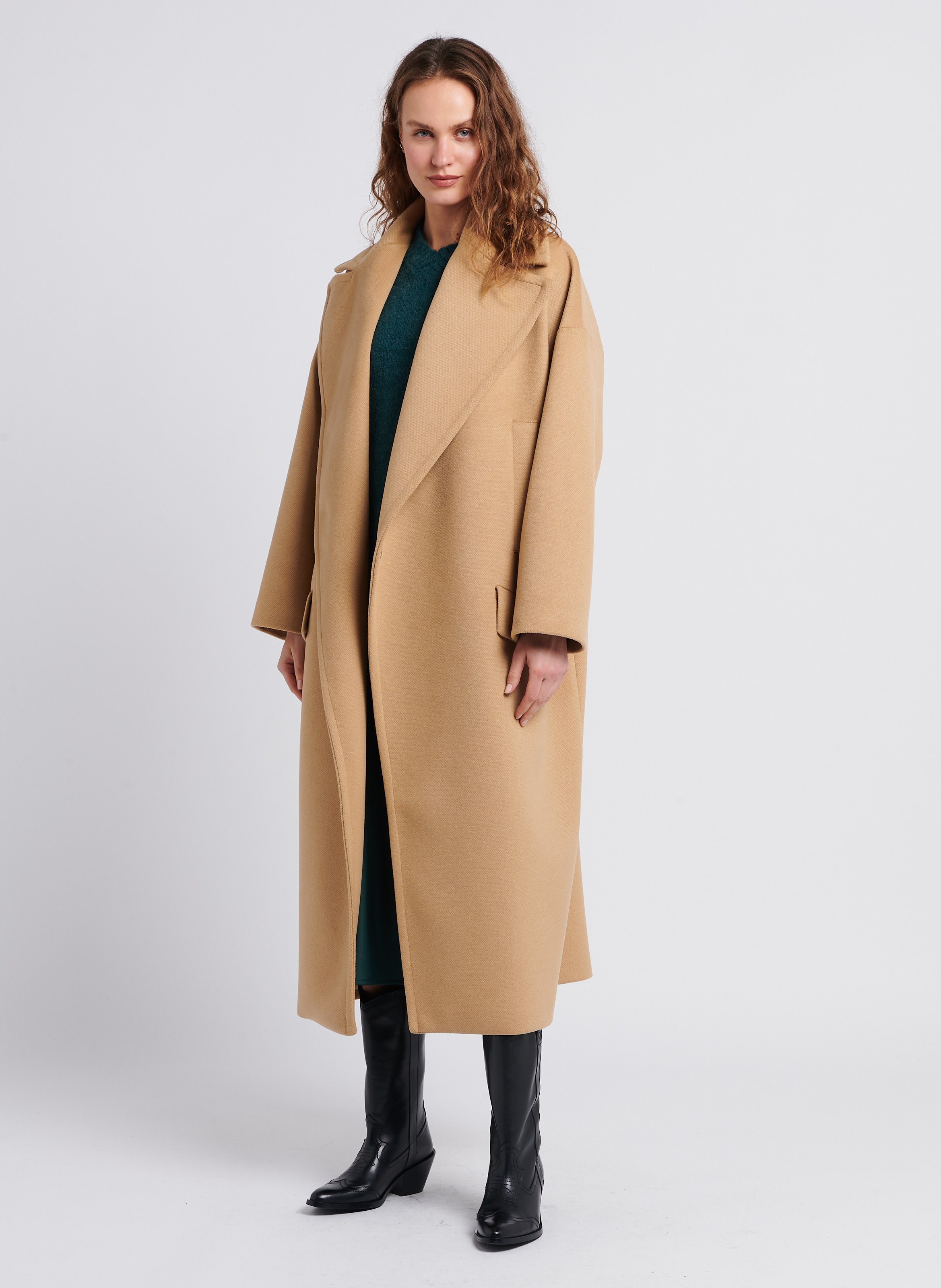 Manteau long col tailleur new arrivals