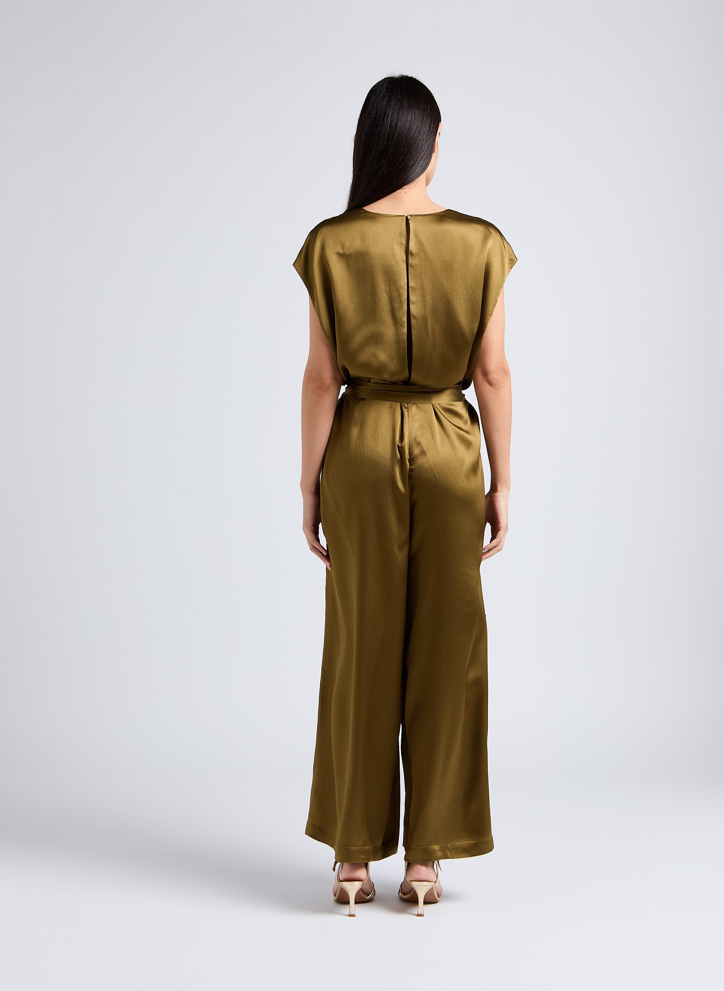 Zijden jumpsuit met wijde broek KARMA KOMA Bruin