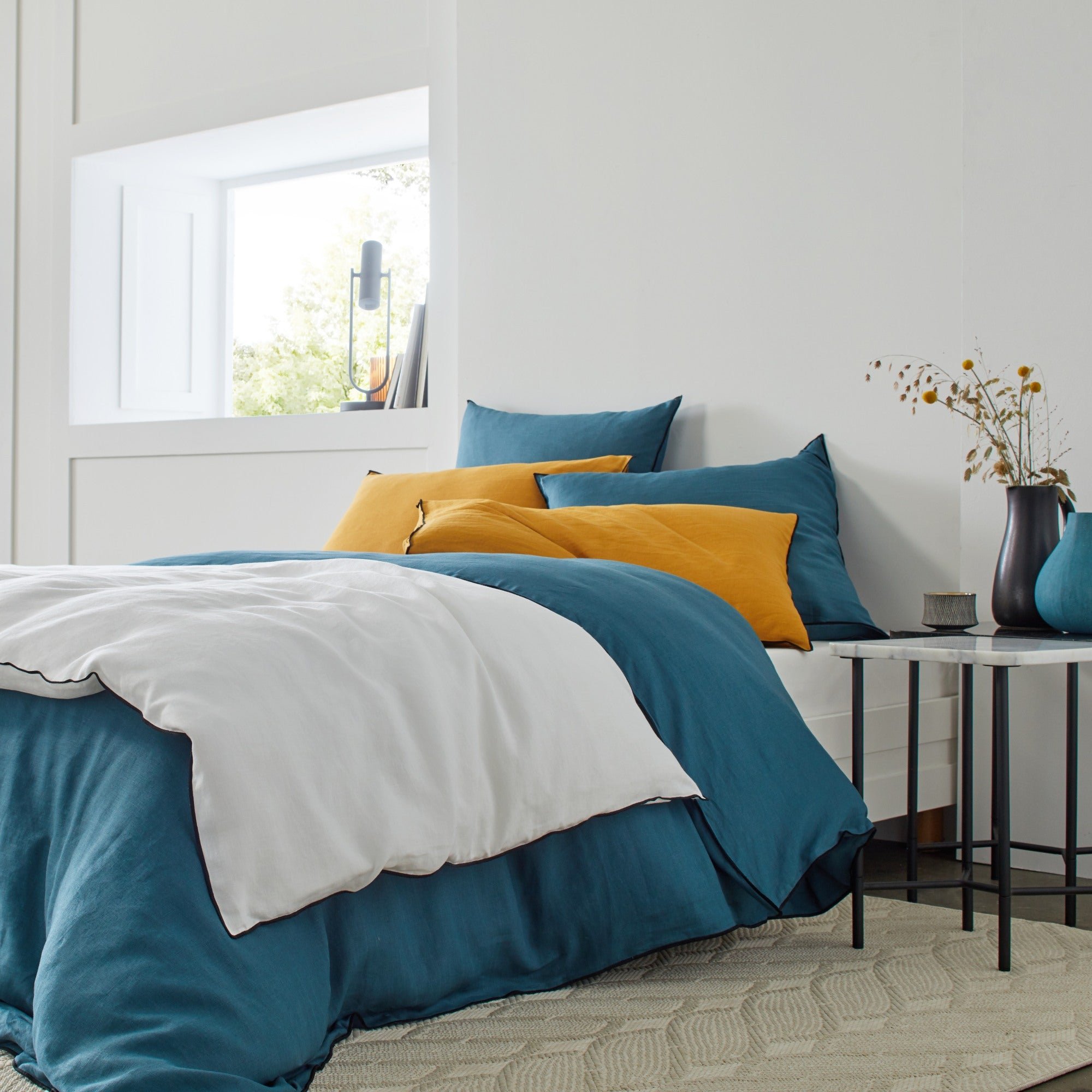 Set of 2 cotton pillowcases MADURA Yellow