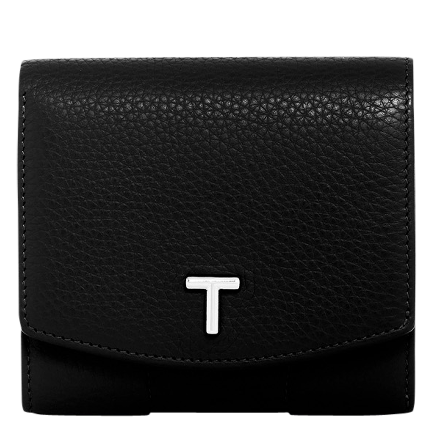 Porte-monnaie à rabat en cuir grainé LE TANNEUR Noir