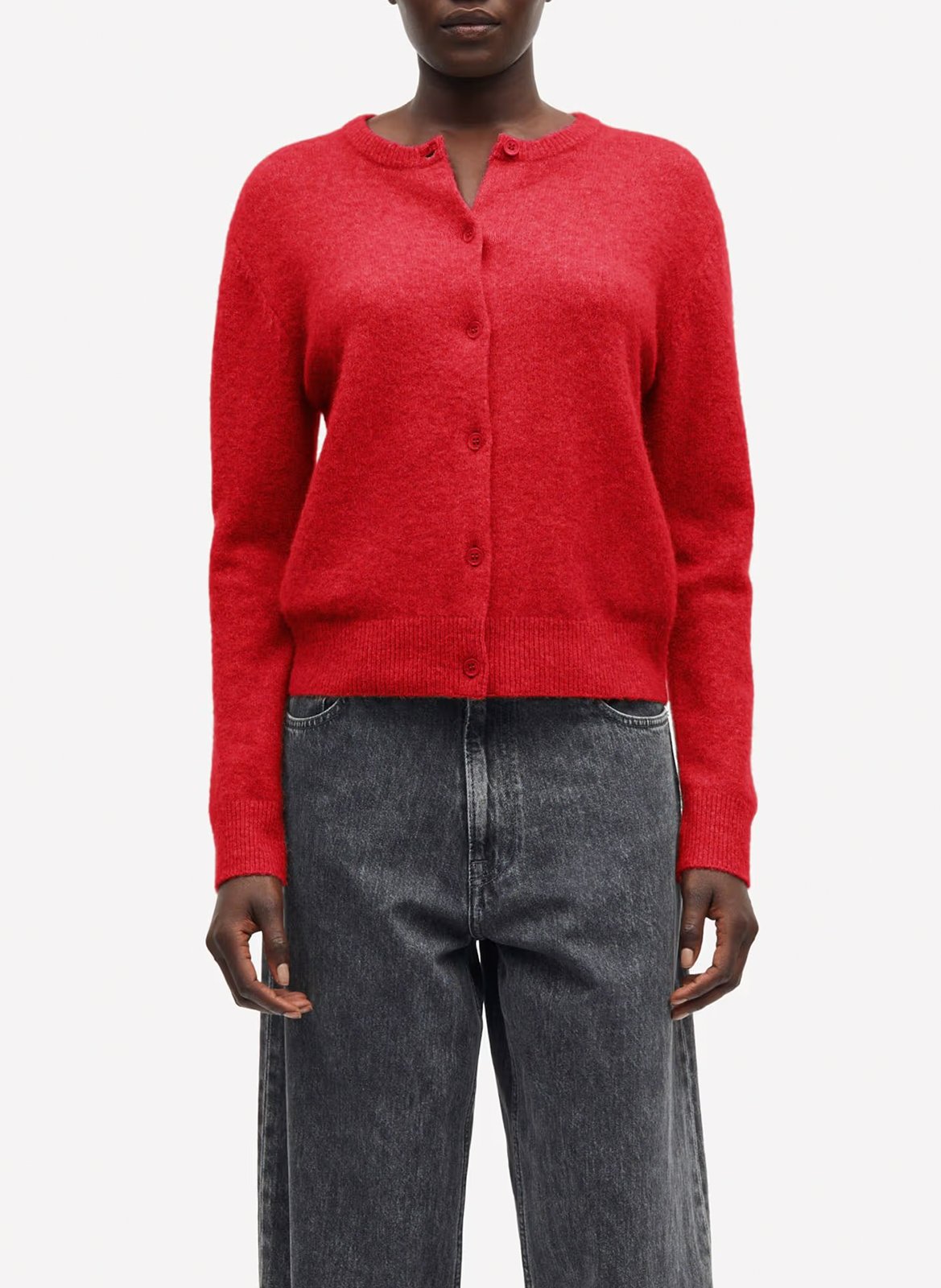 Gilet col rond en alpaga mélangé  SAMSOE SAMSOE Rouge