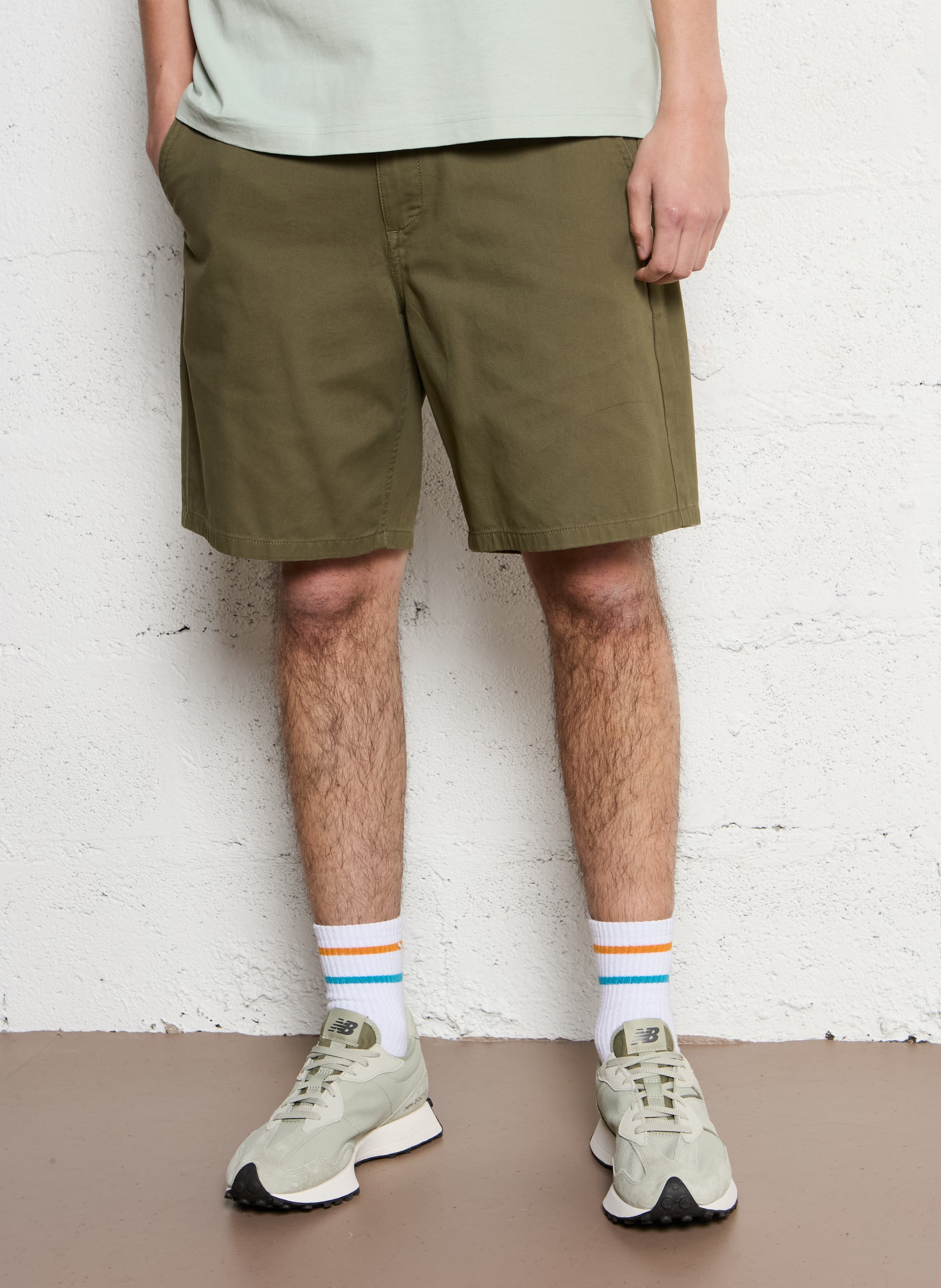 Straight cotton shorts FARAH Green