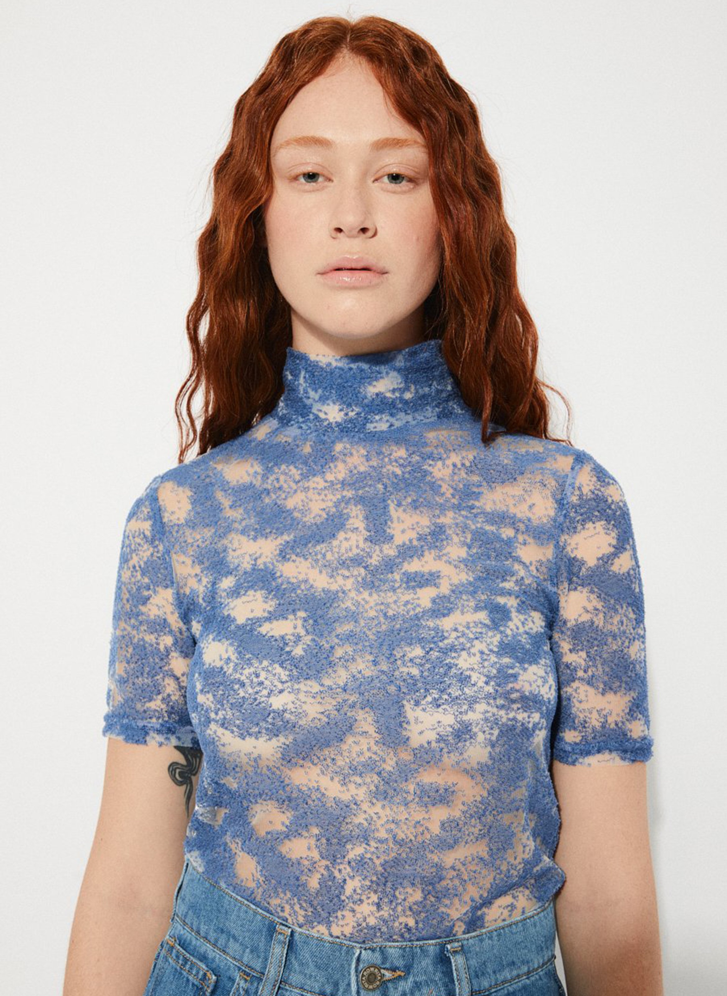 Top ajusté en coton mélangé RITA ROW Bleu