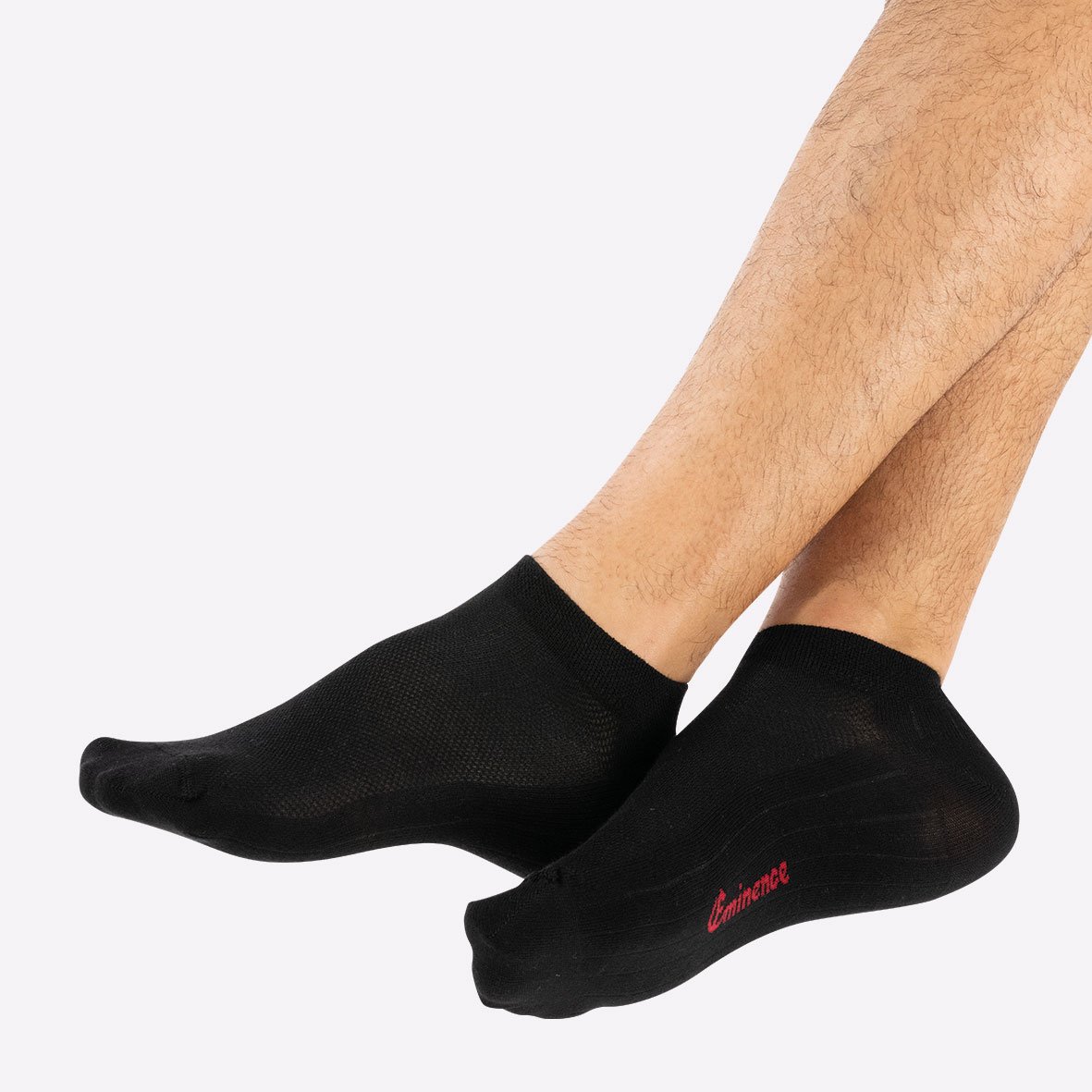 Set of 2 pairs of men's essential combed cotton ankle socks by Eminence Black