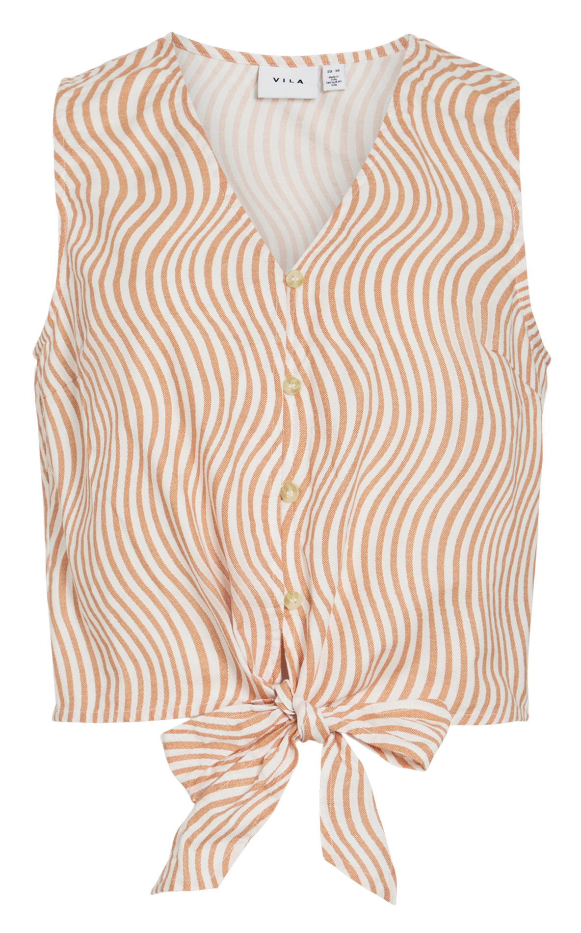 Straight printed cotton top VILA Orange