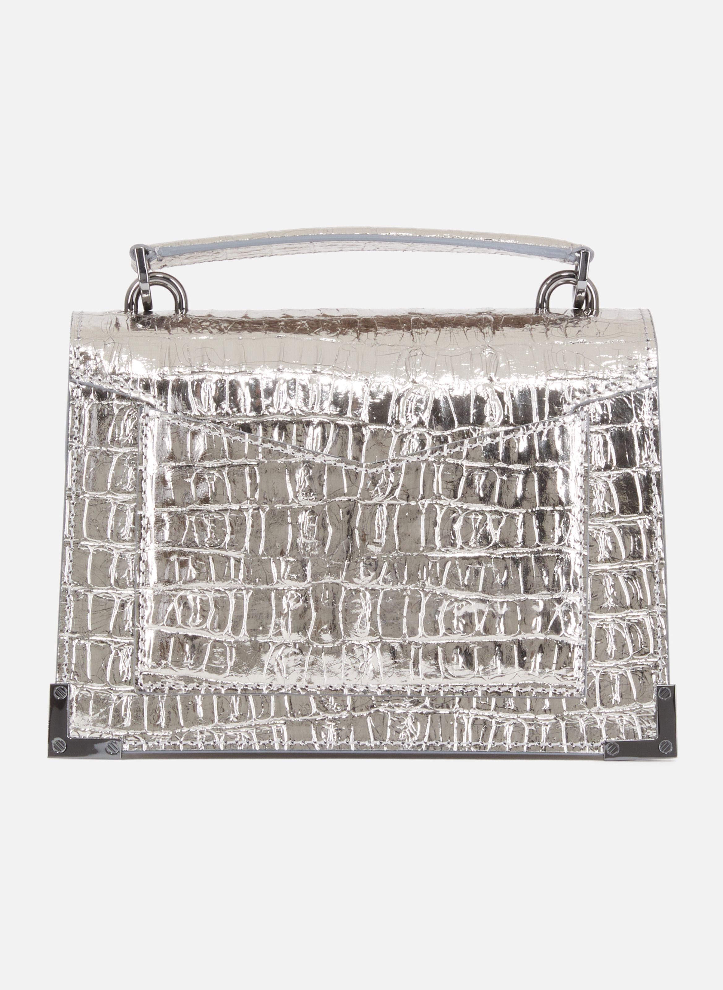 Emily small crocodile-effect leather bag THE KOOPLES Silver