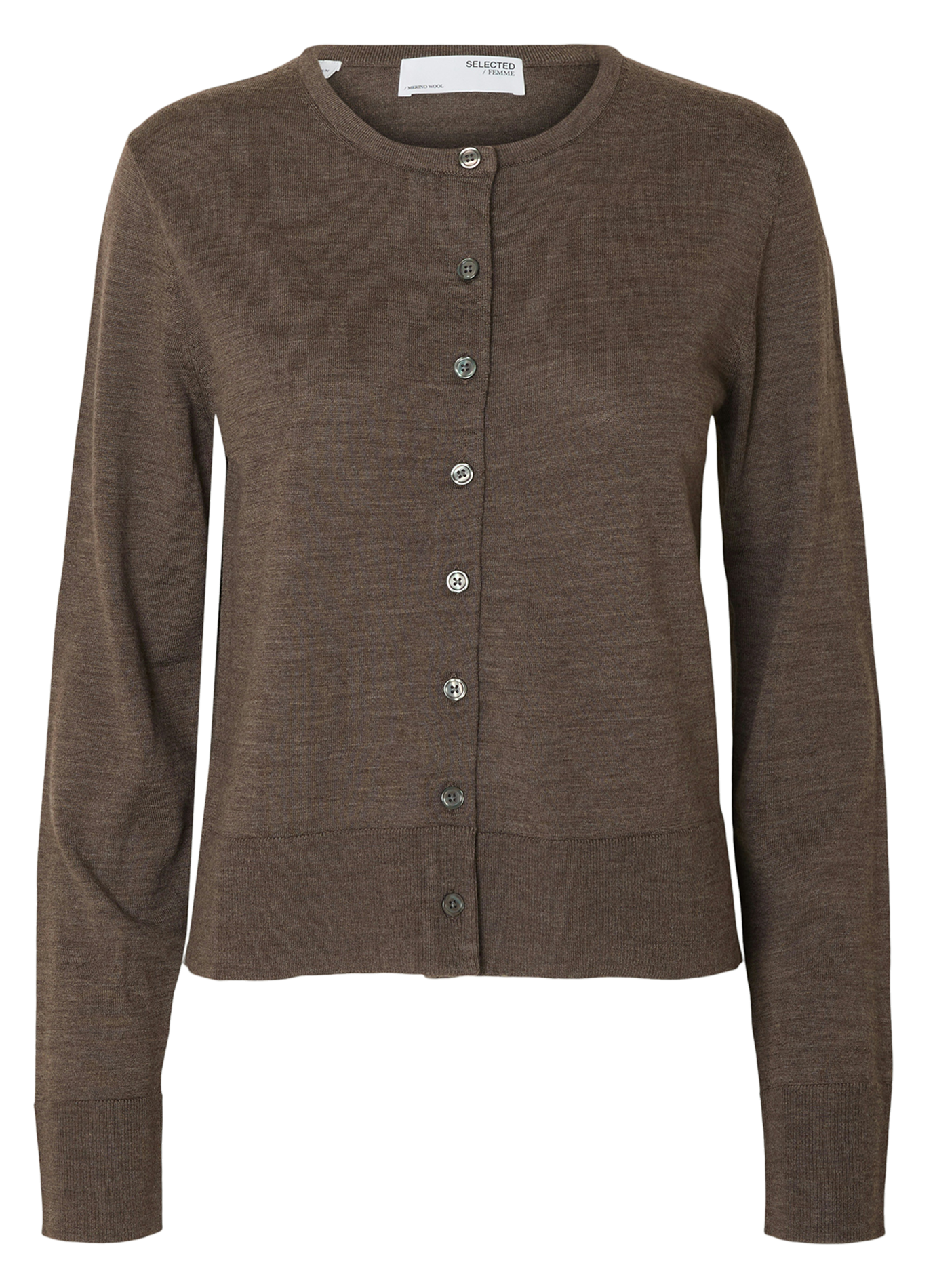 Cardigan droit boutonné chiné SELECTED Marron
