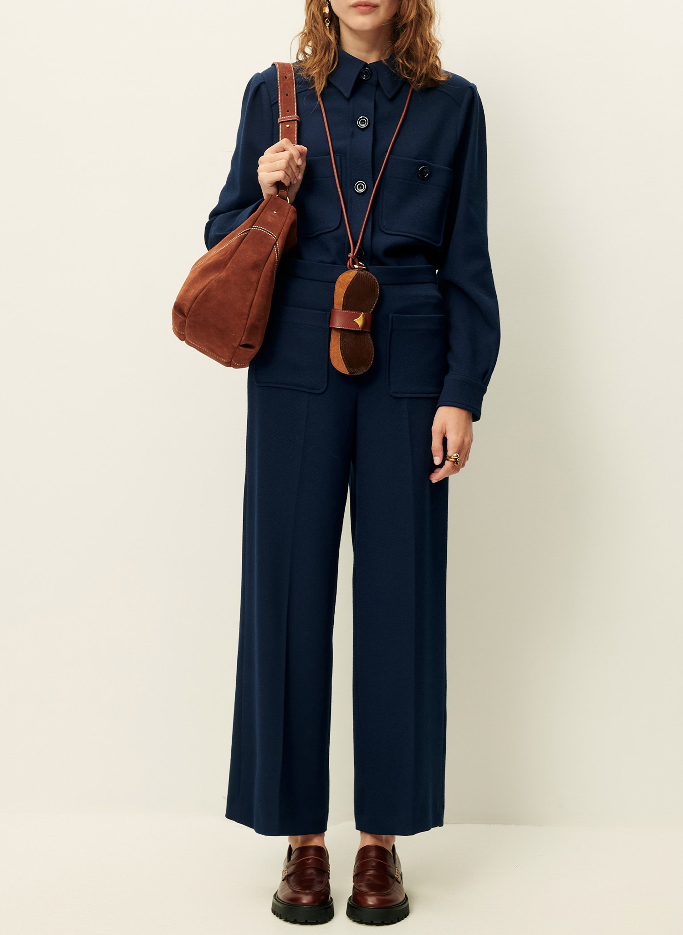 Rechte broek met scherpe plooien SESSUN Blauw