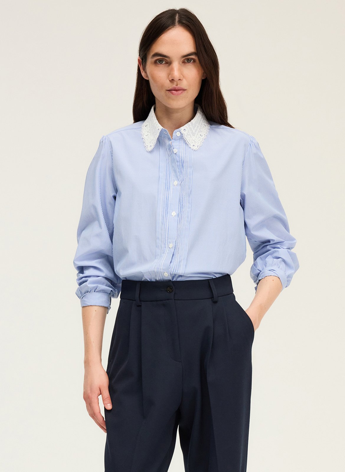 Chemise droite col classique en coton PABLO Bleu