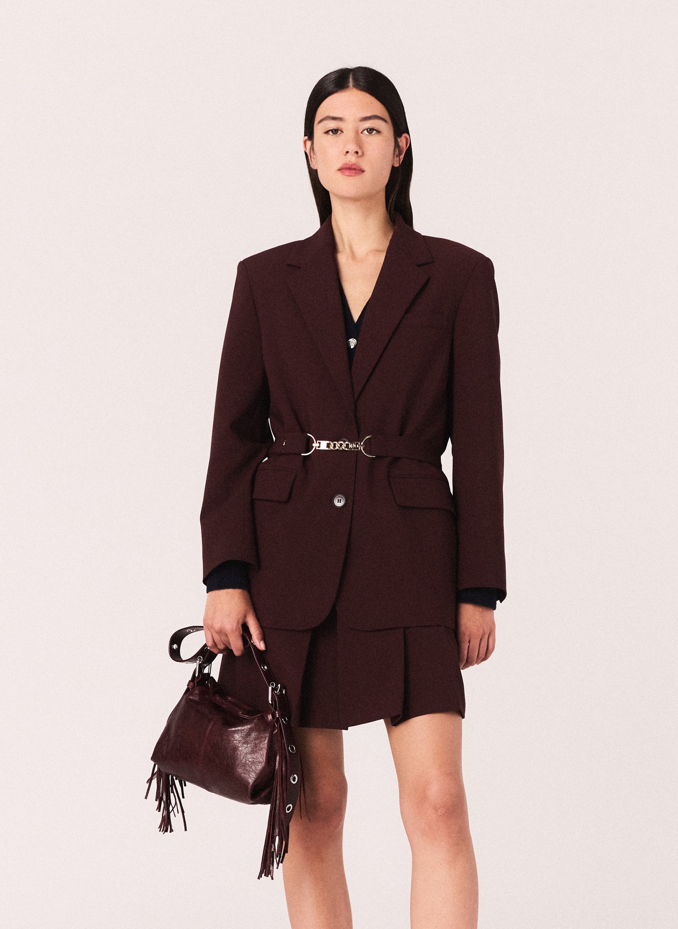 Veste col tailleur en laine mélangée MAJE Rouge