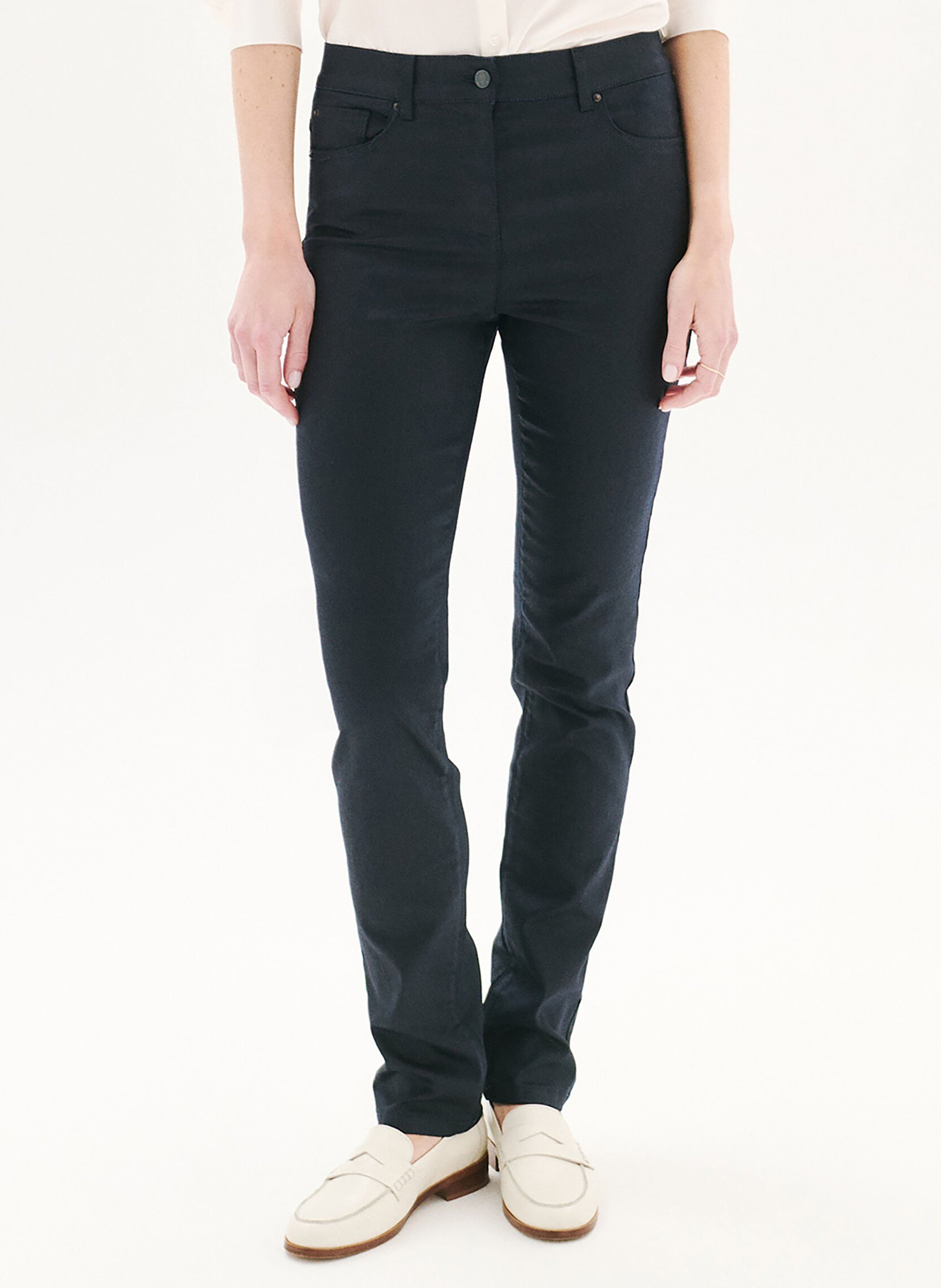 Pantalon slim en coton mélangé CAROLL
