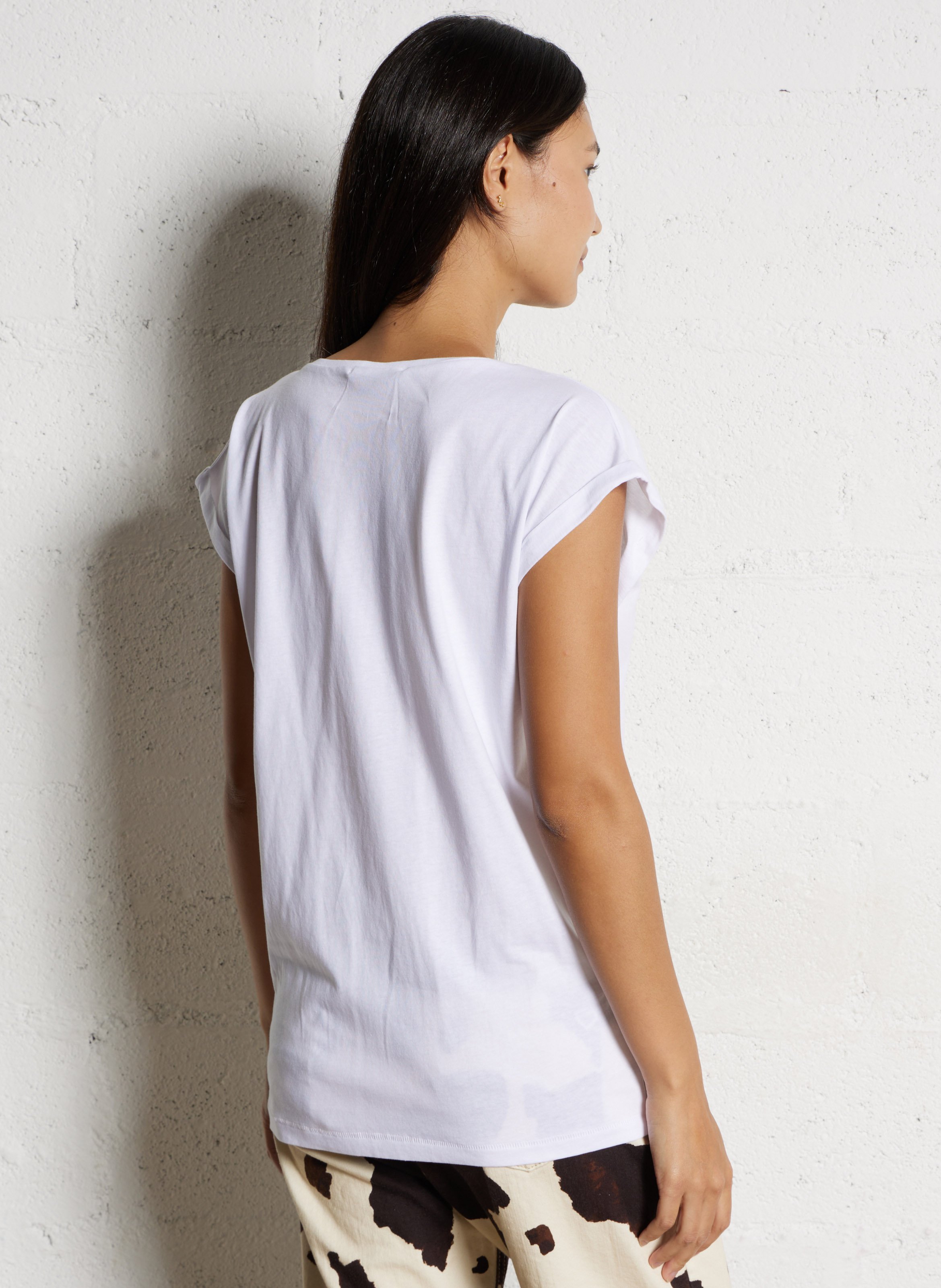 Oversized round-neck cotton T-shirt PLEASE White