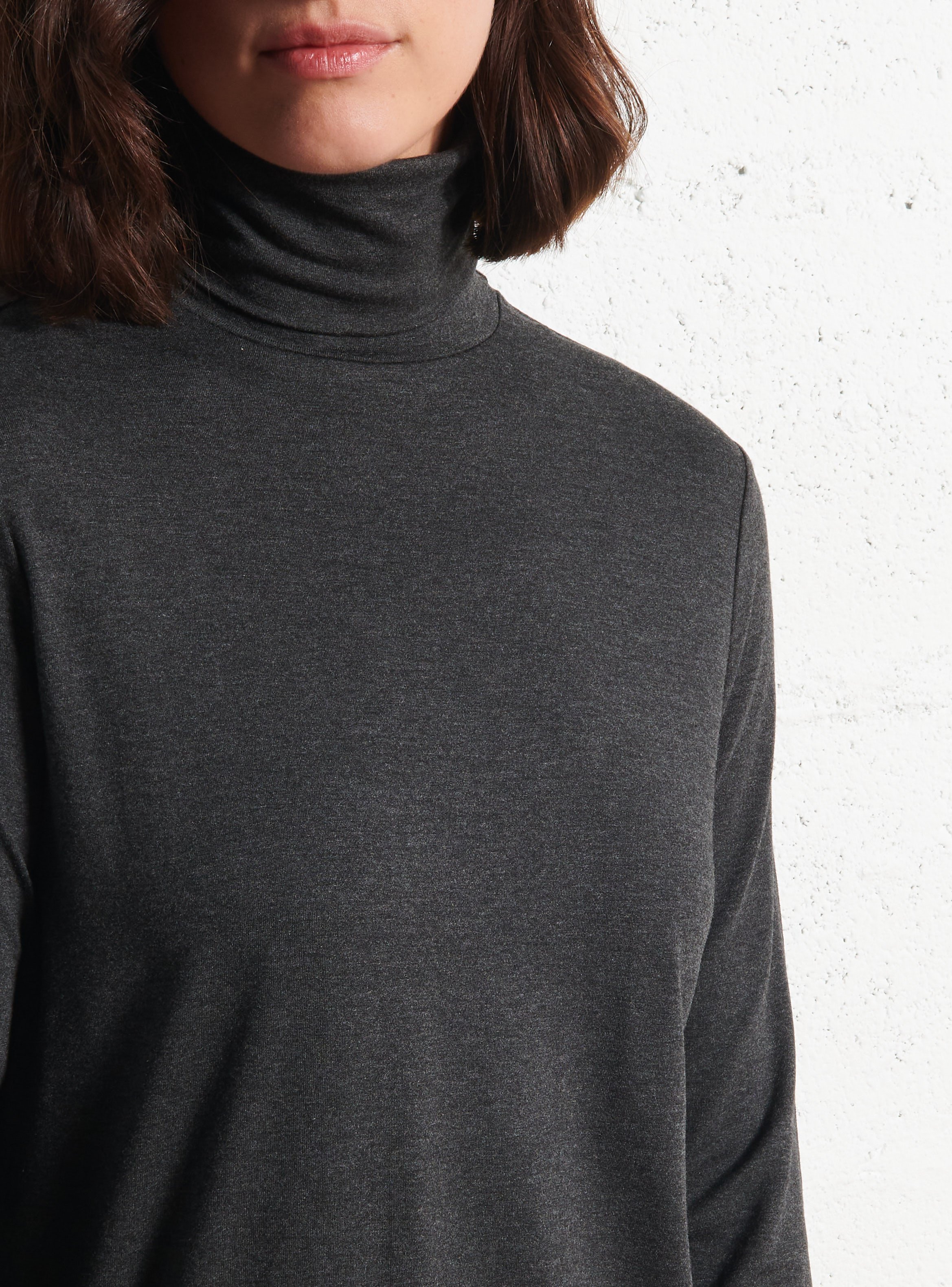 Robe midi col roulé  MAJESTIC FILATURES Gris