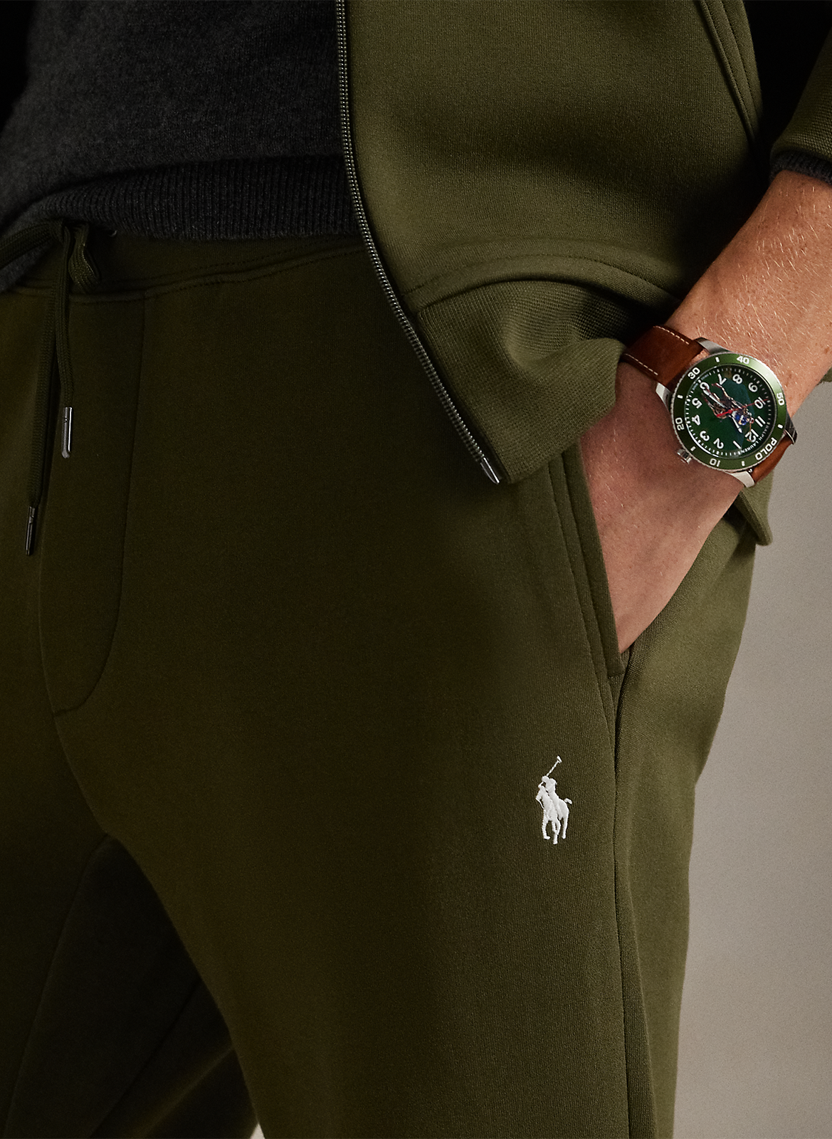 Jogging ajusté en coton mélangé POLO RALPH LAUREN Vert