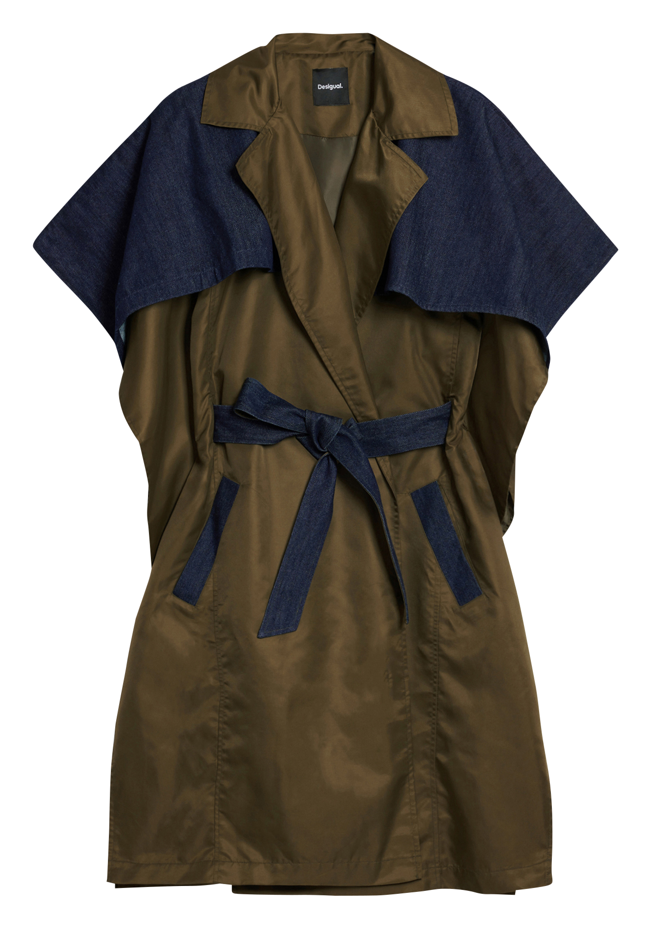 Poncho style trench bimatière DESIGUAL Vert