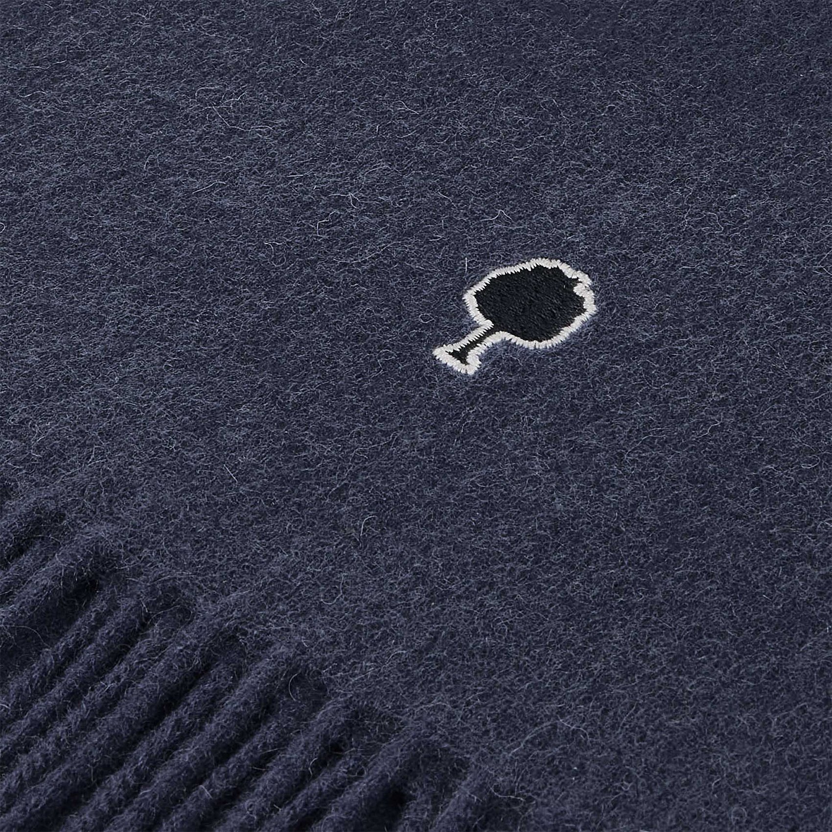 Solid scarf with embroidered logo in wool FAGUO Blue