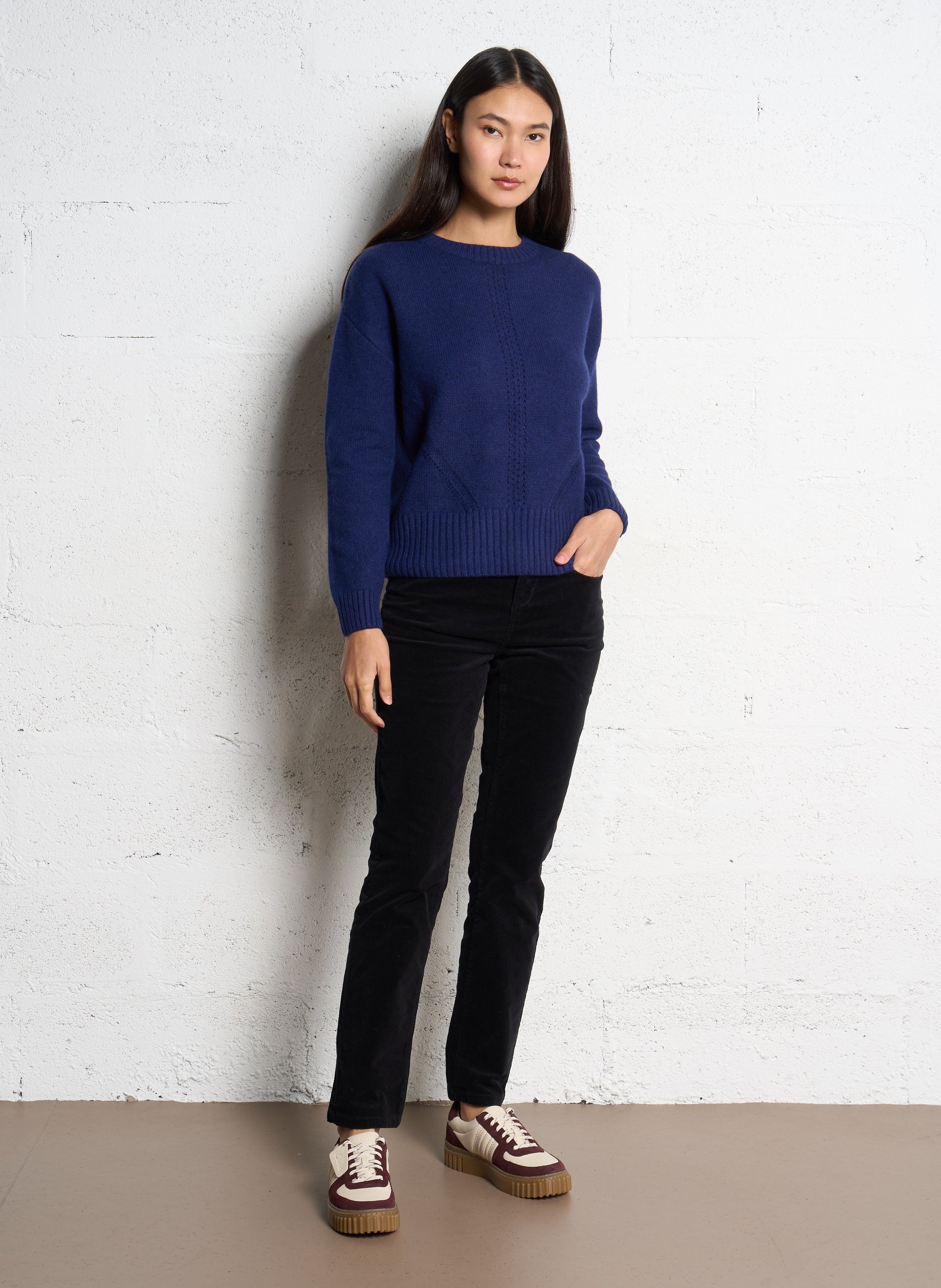 Pantalon slim velours en coton stretch SUD EXPRESS Noir