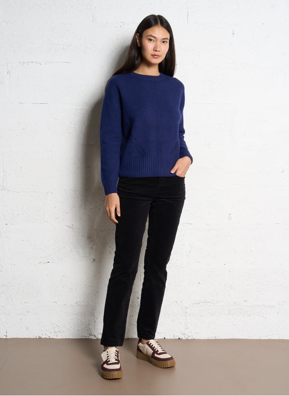 Pantalon slim velours en coton stretch - Look 1