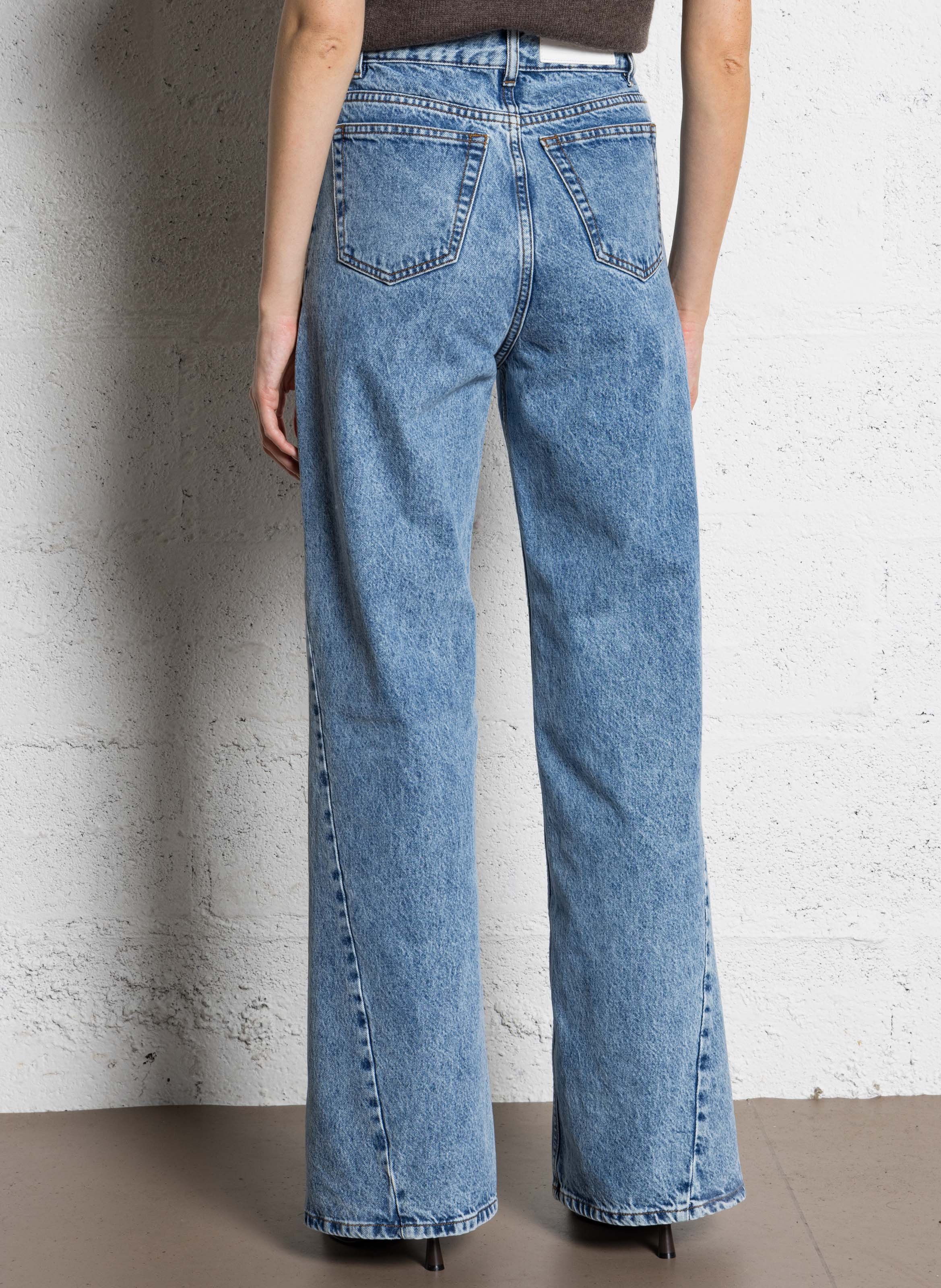 Jean évasé taille haute en coton MARGAUX LONNBERG Bleu