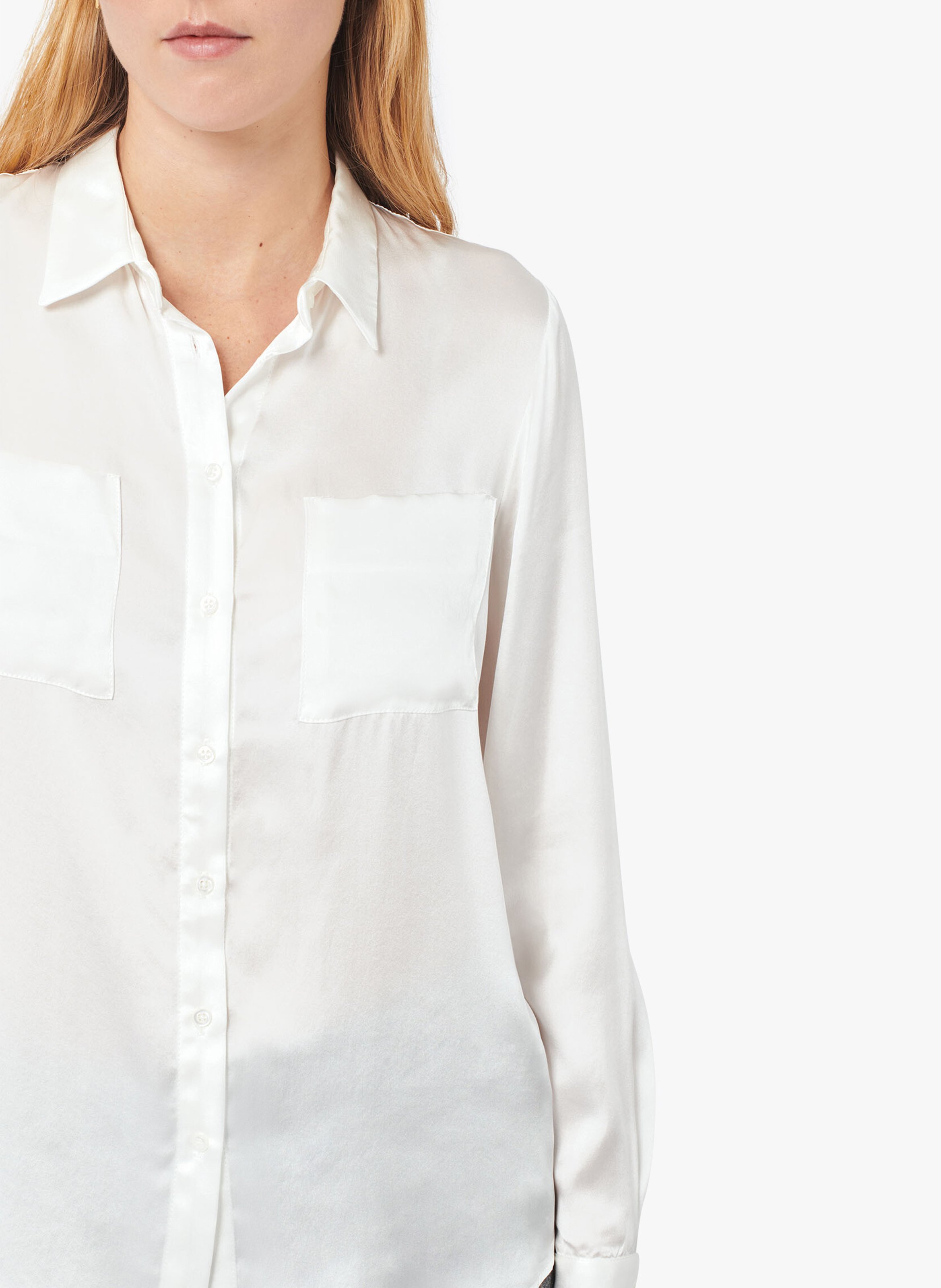 Chemise en soie col classique Beige