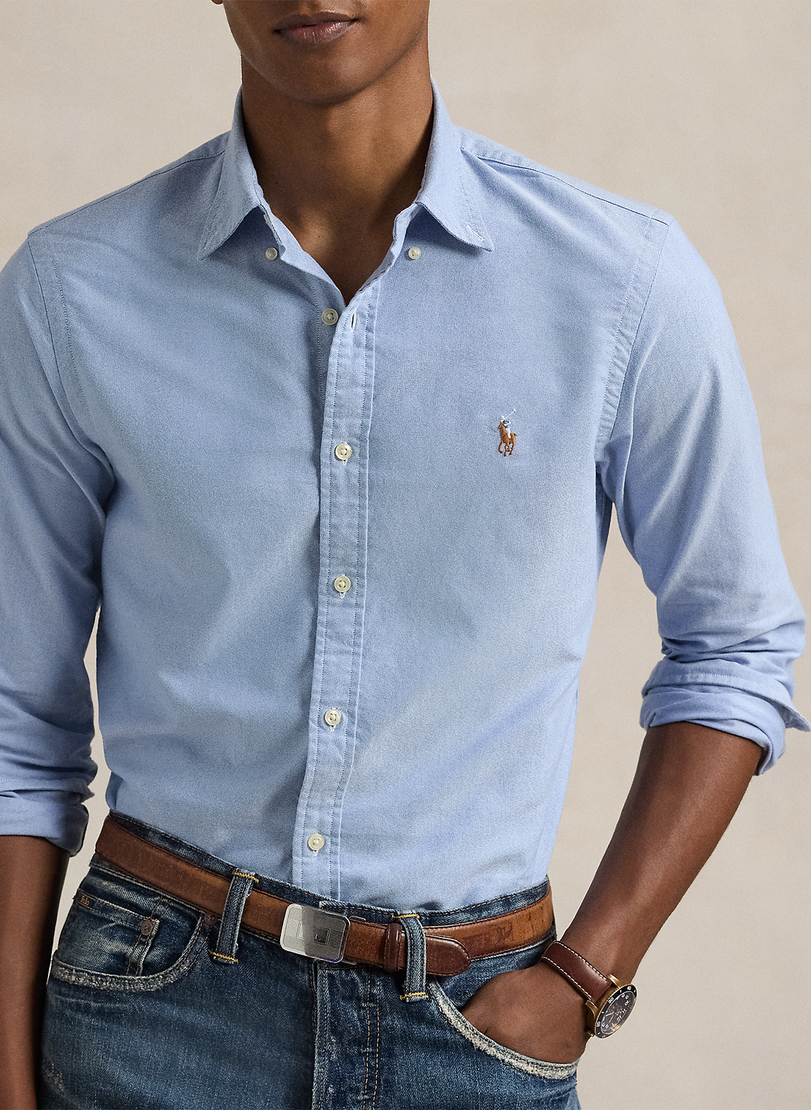 Slimfit-Hemd aus Oxford-Baumwolle mit Button-down-Kragen und Pony Player POLO RALPH LAUREN Blau