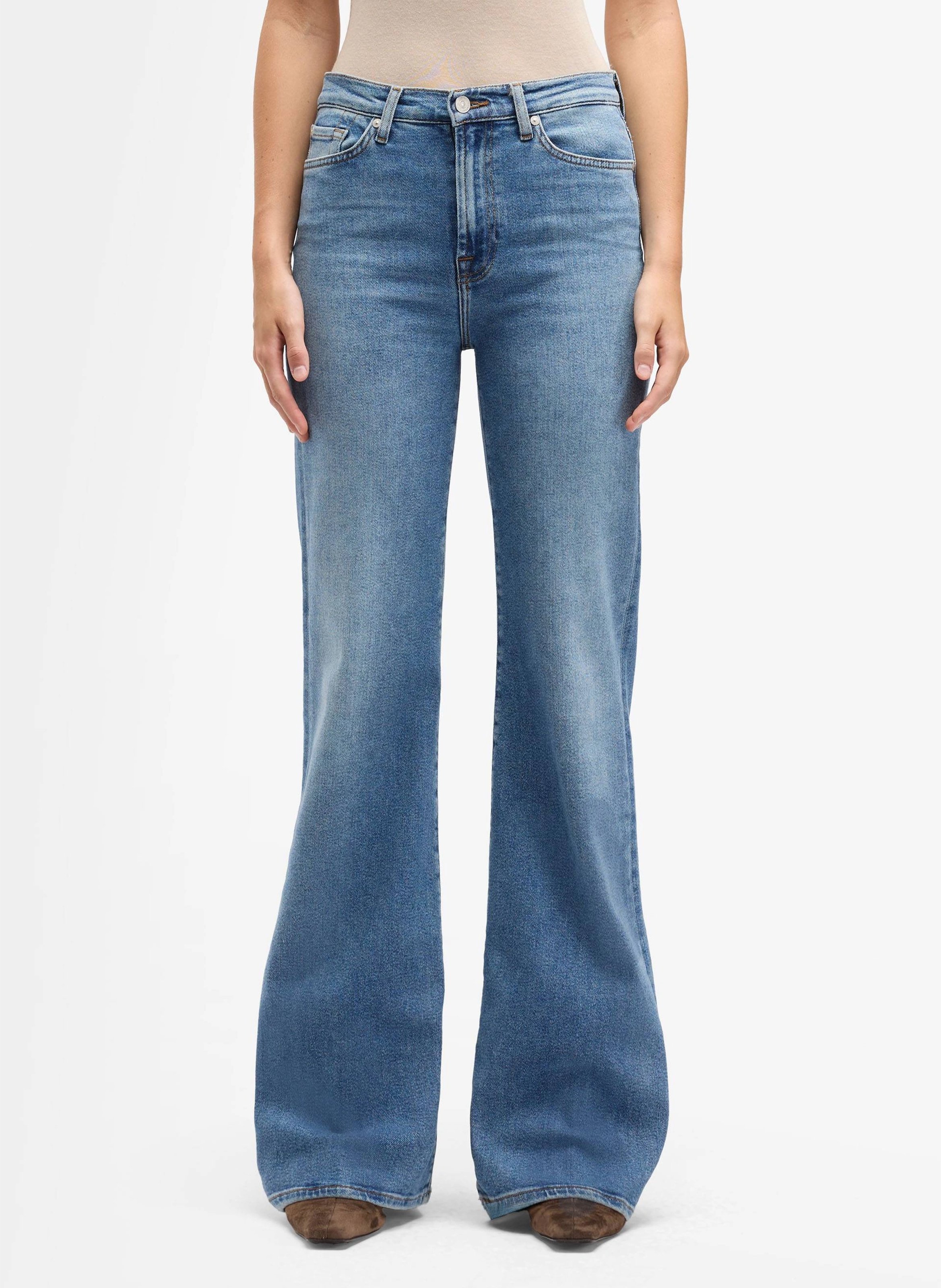 Hoge taille effen flared jeans 7 FOR ALL MANKIND Blauw