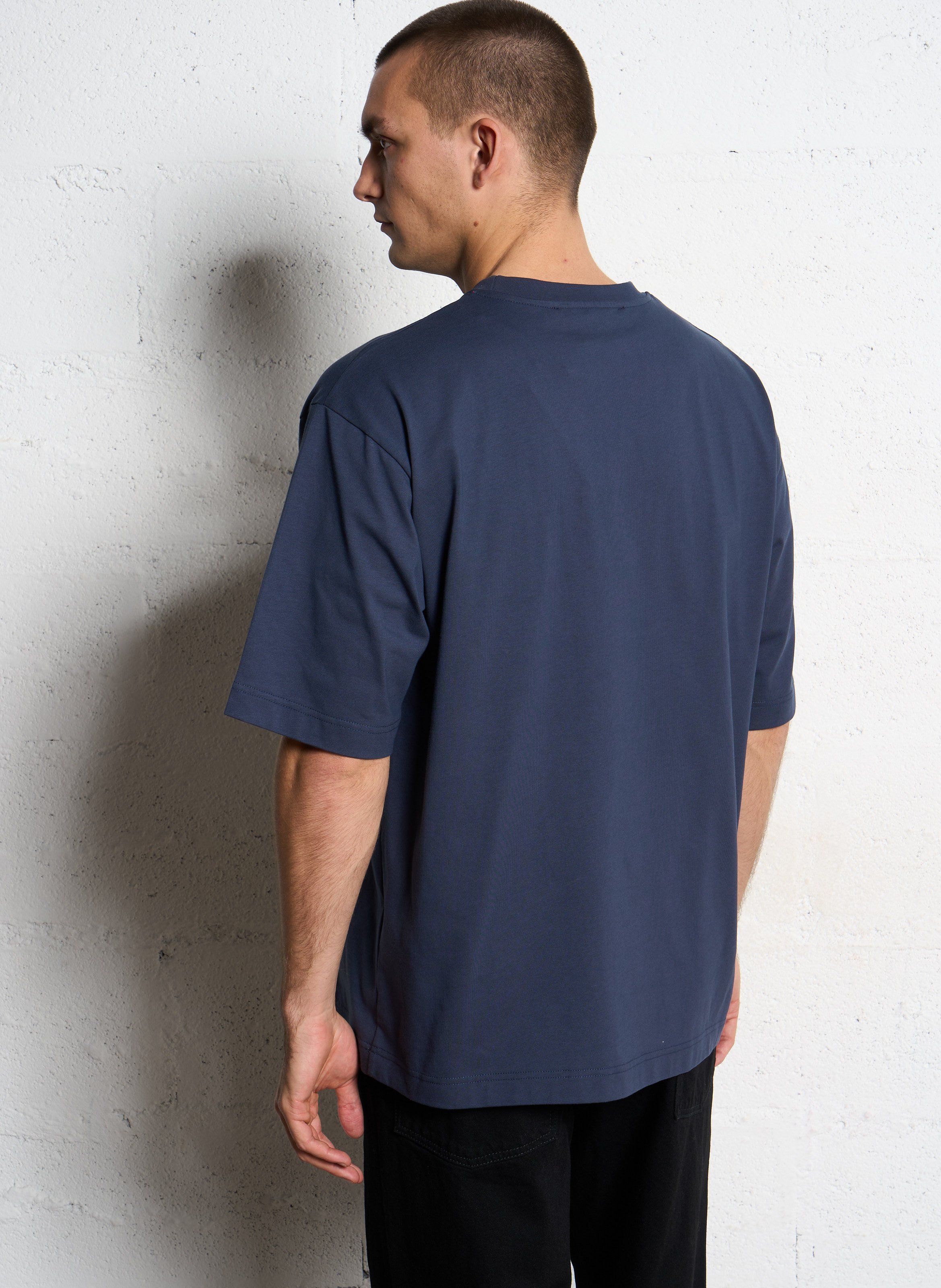 Oversized round neck organic cotton t-shirt CHEVIGNON Blue