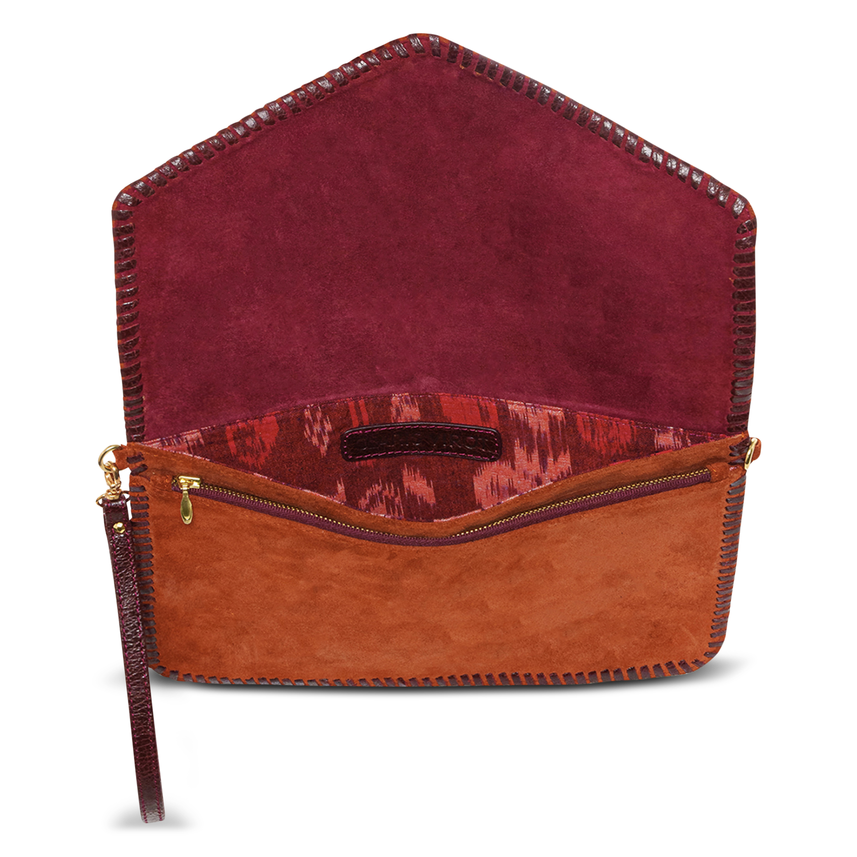 Pochette en cuir velours mélangé CLARIS VIROT Orange