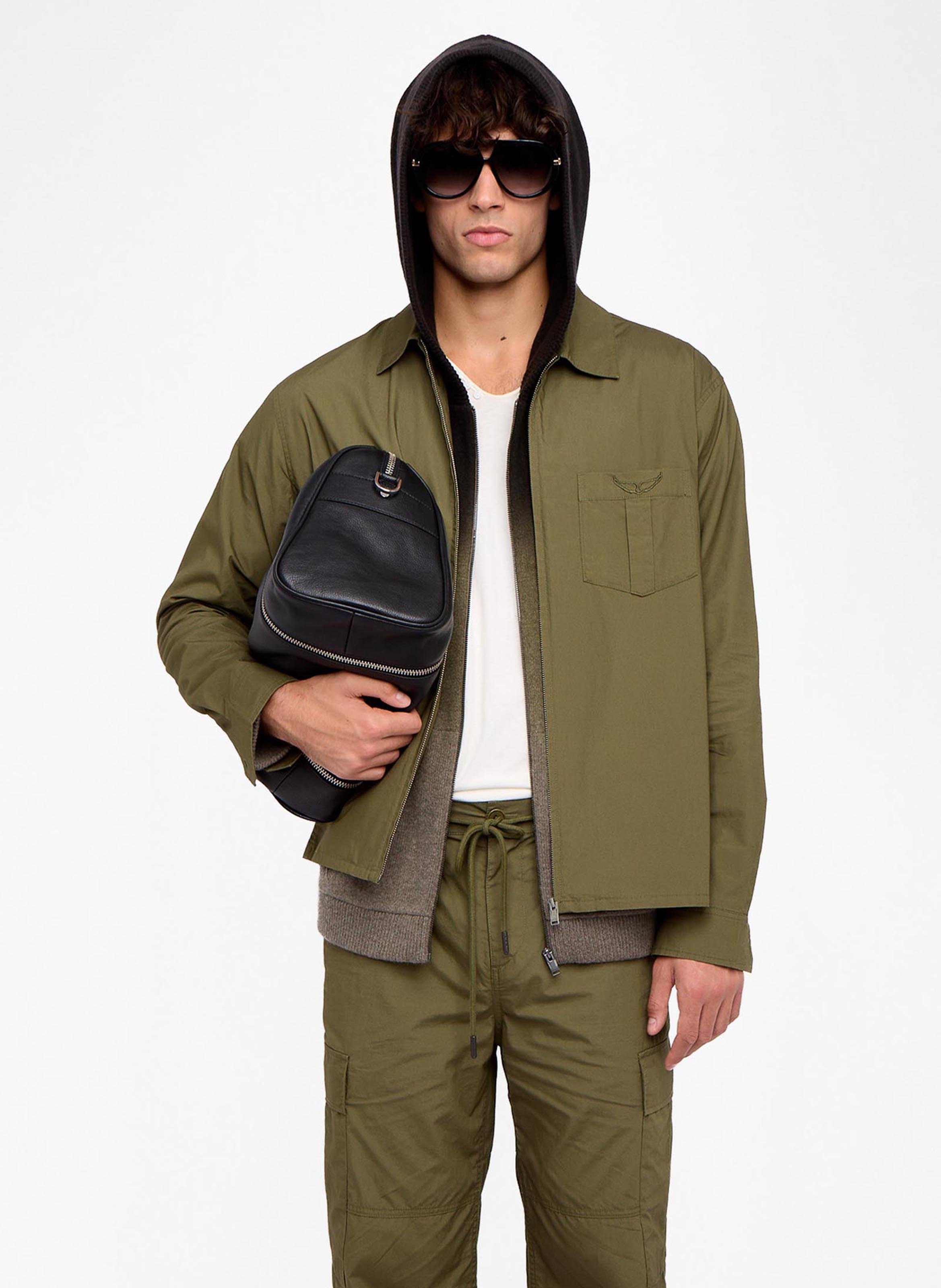 Veste droite zippée unie en coton ZADIG&VOLTAIRE Kaki