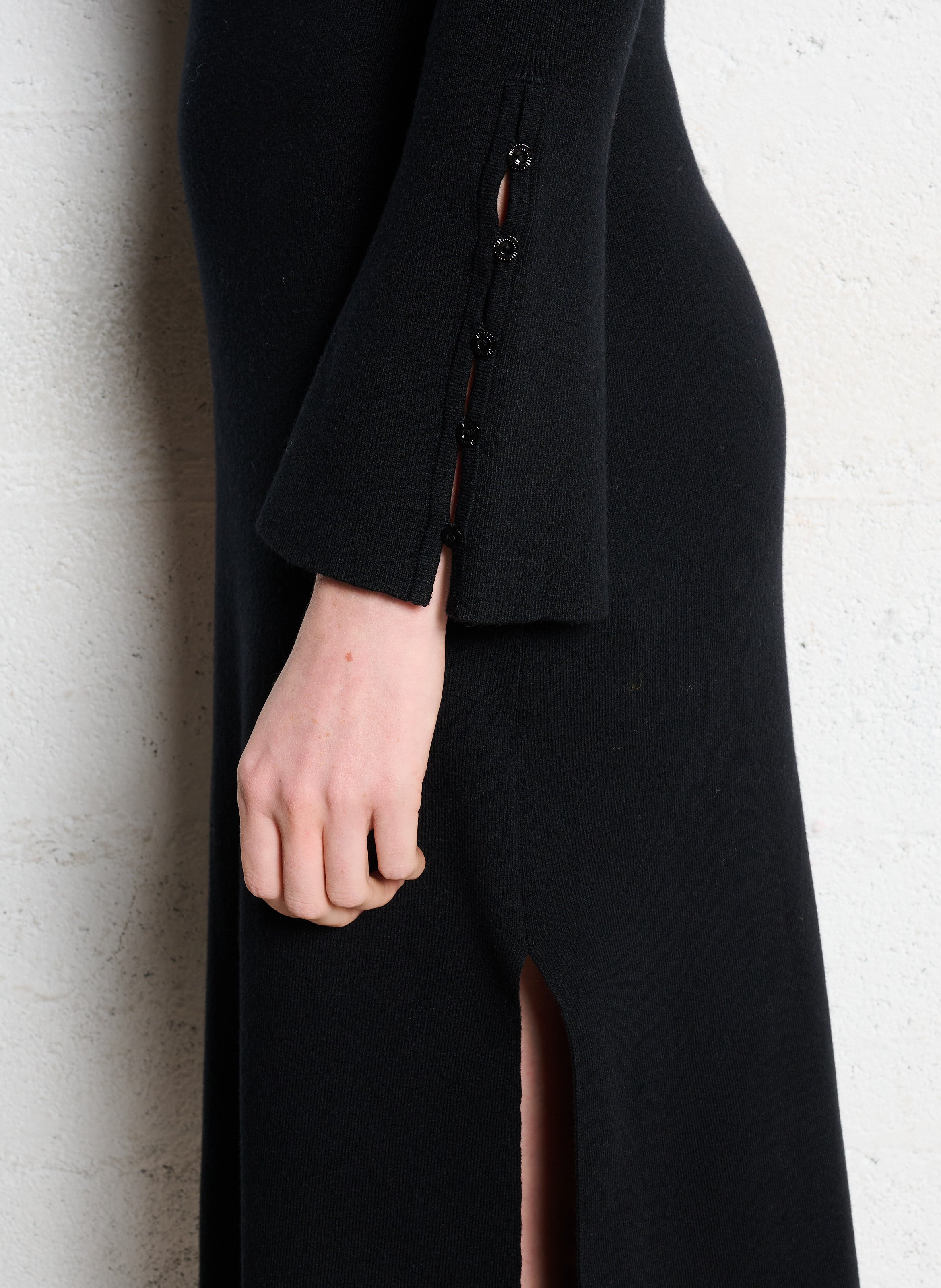 Robe pull longue évasée col montant DES PETITS HAUTS Noir