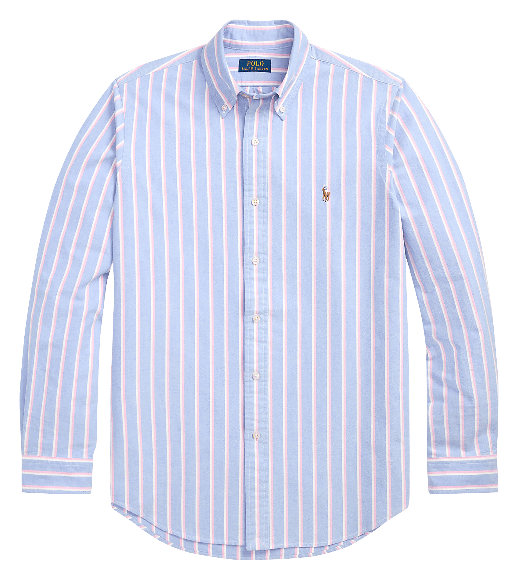 Camisa entallada a medida con cuello clásico a rayas de algodón POLO RALPH LAUREN Azul