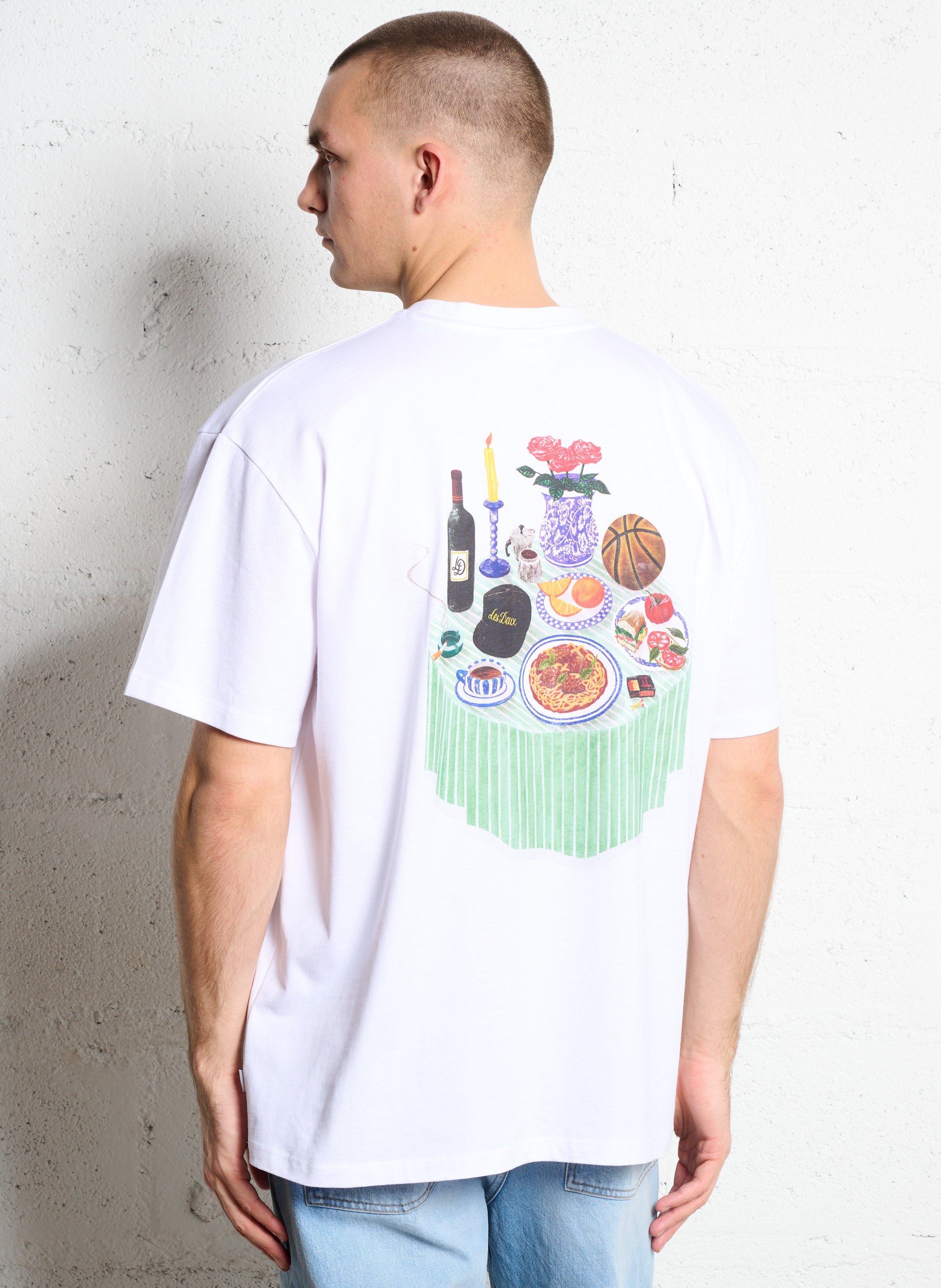 Loose-fit screen-printed T-shirt LES DEUX White