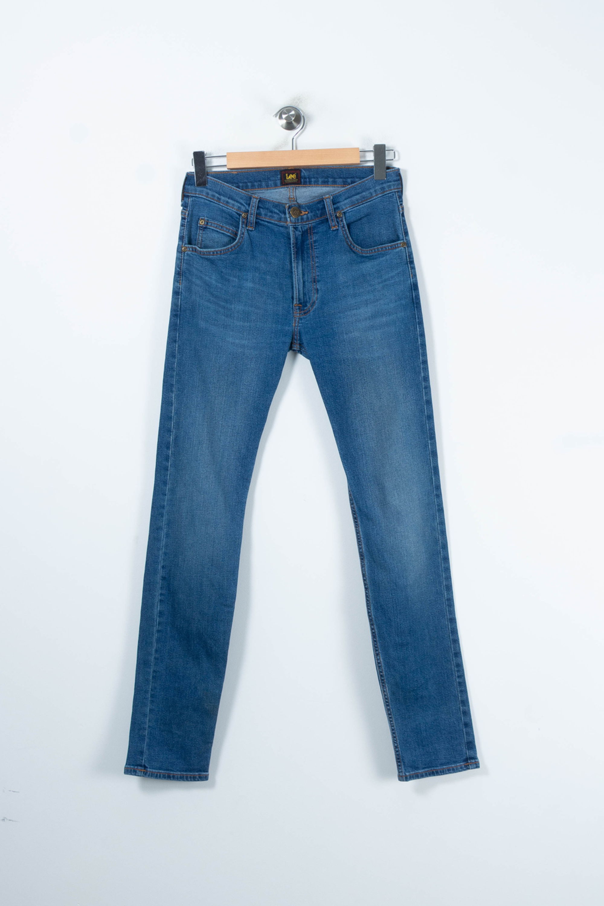 Cropped slim jeans with studs LEE - Seconde Main Blue