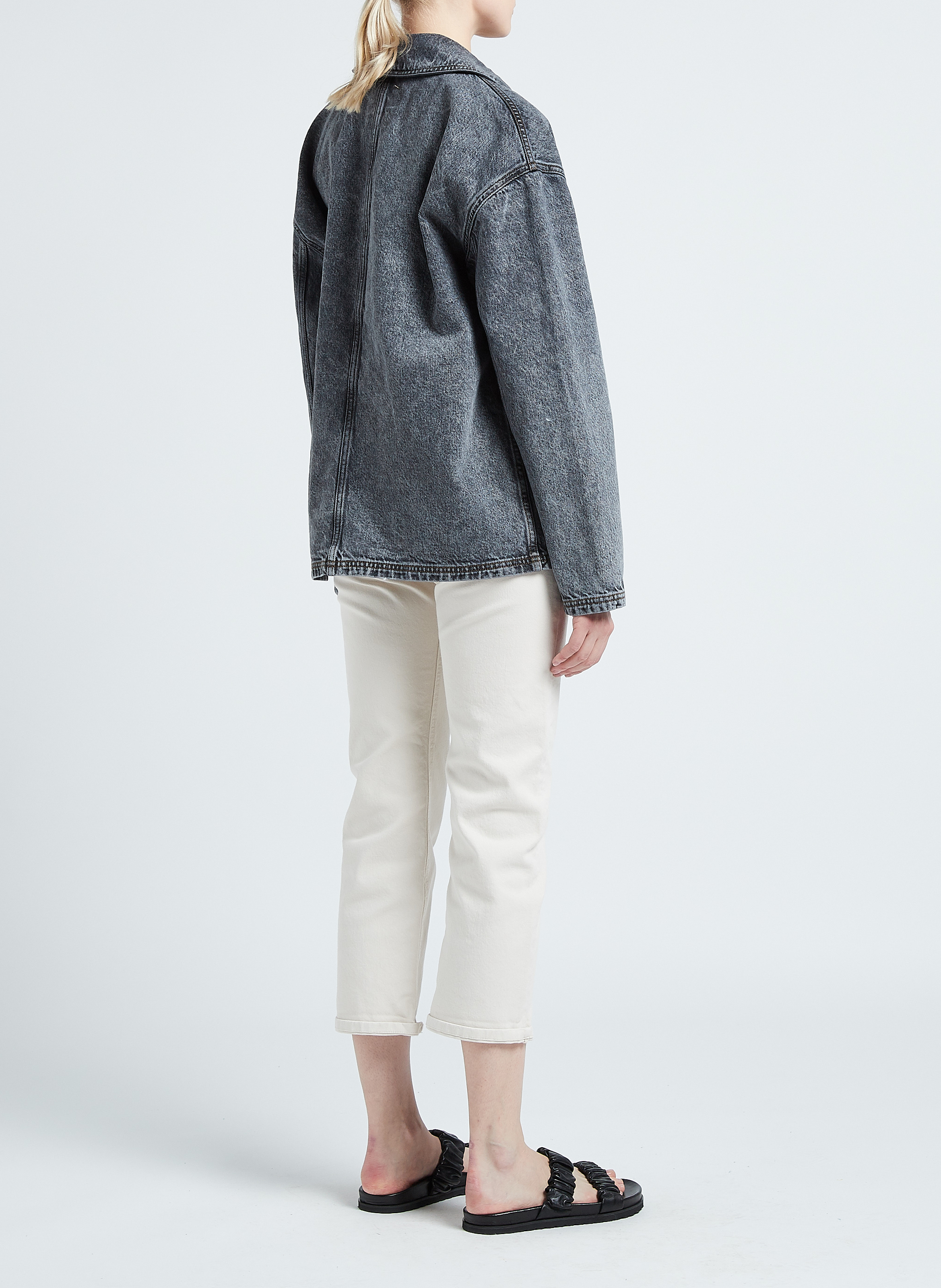 Jacke aus Baumwoll-Denim mit klassischem Kragen AMERICAN VINTAGE Grau